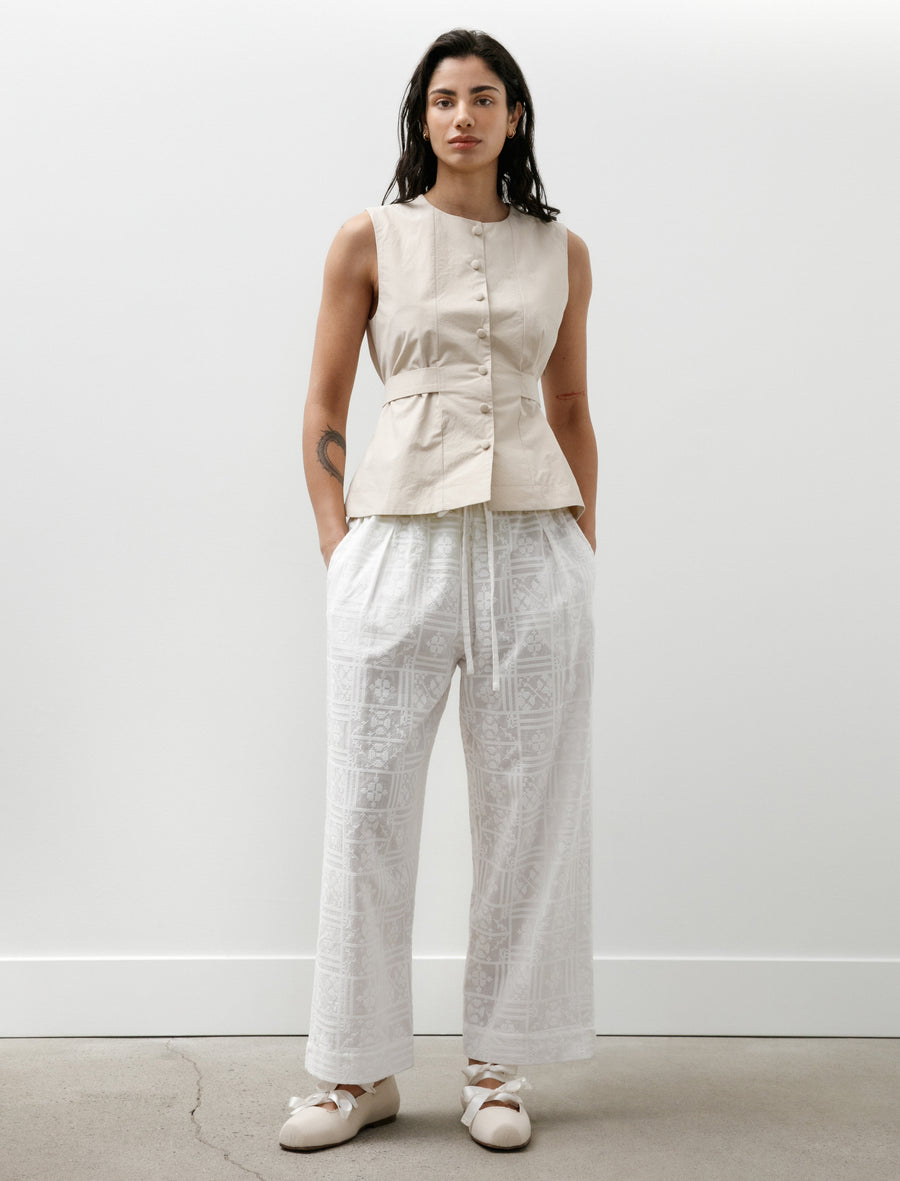 Cross Stitch Embroidery Voile Luna Trousers Ivory - Image 1
