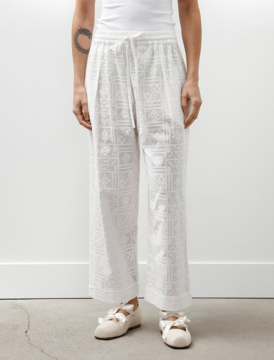 Cross Stitch Embroidery Voile Luna Trousers Ivory - Image 2