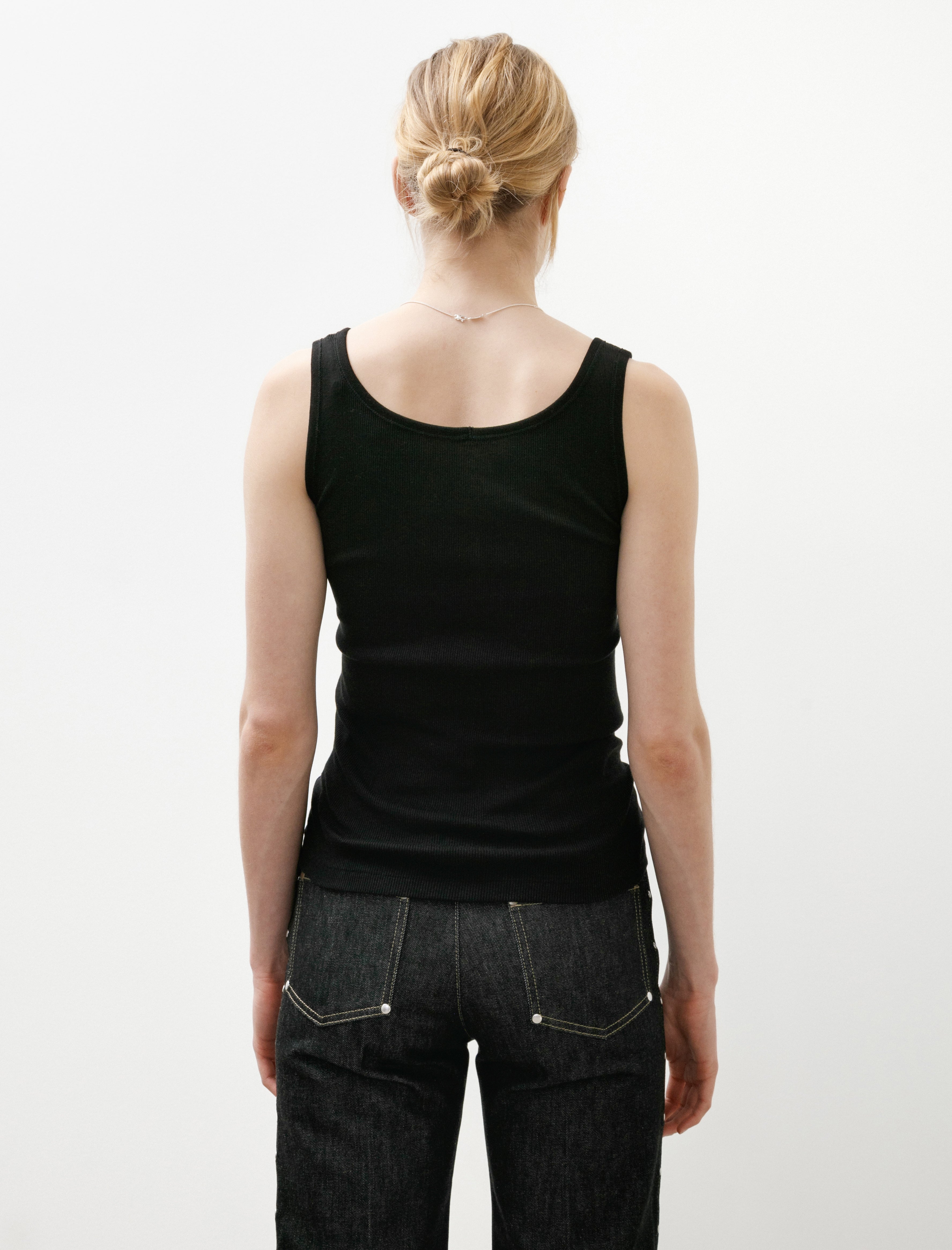 Comoli Ribbed Tank Top Black