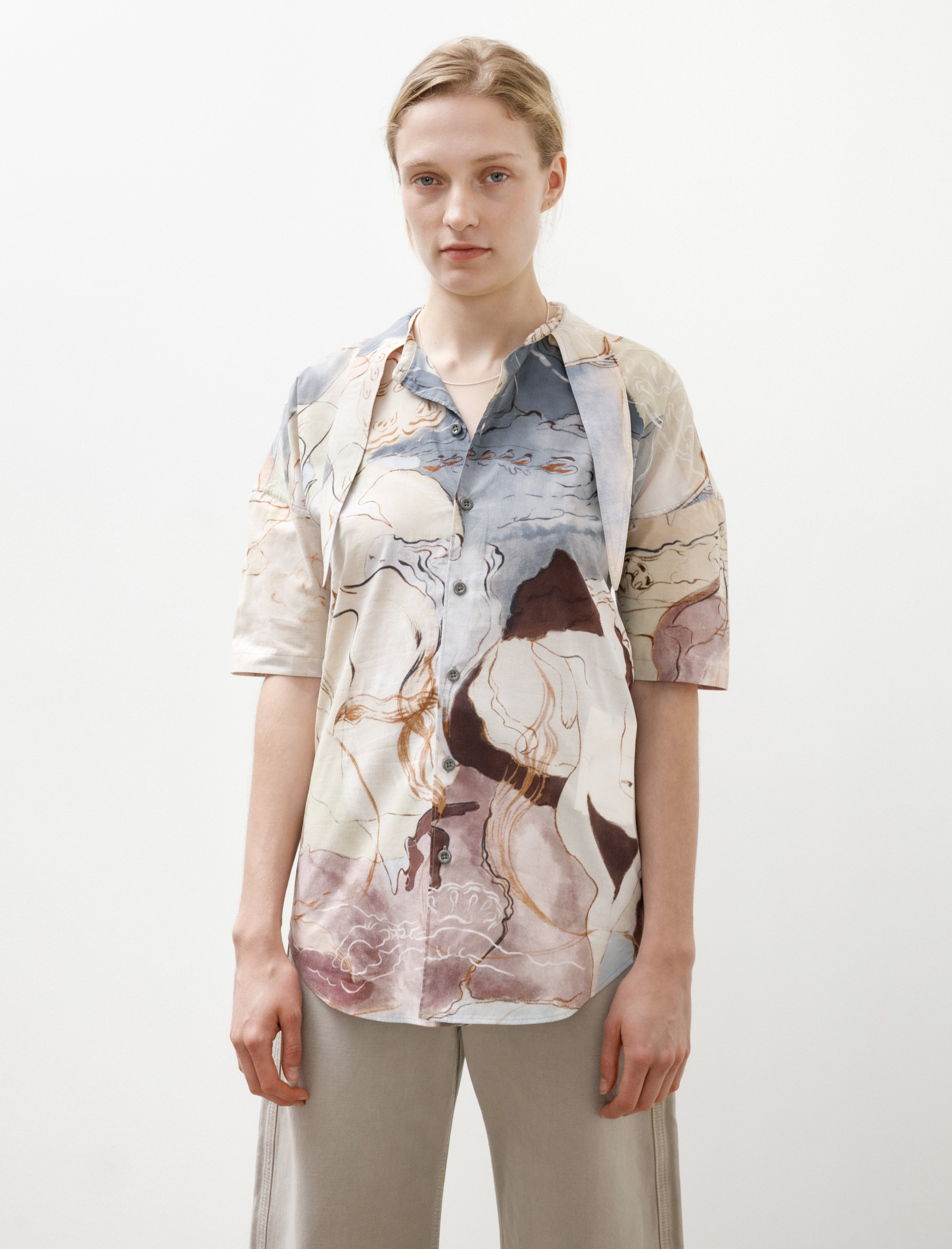 Lemaire Short Sleeve Shirt With Foulard Multicolor