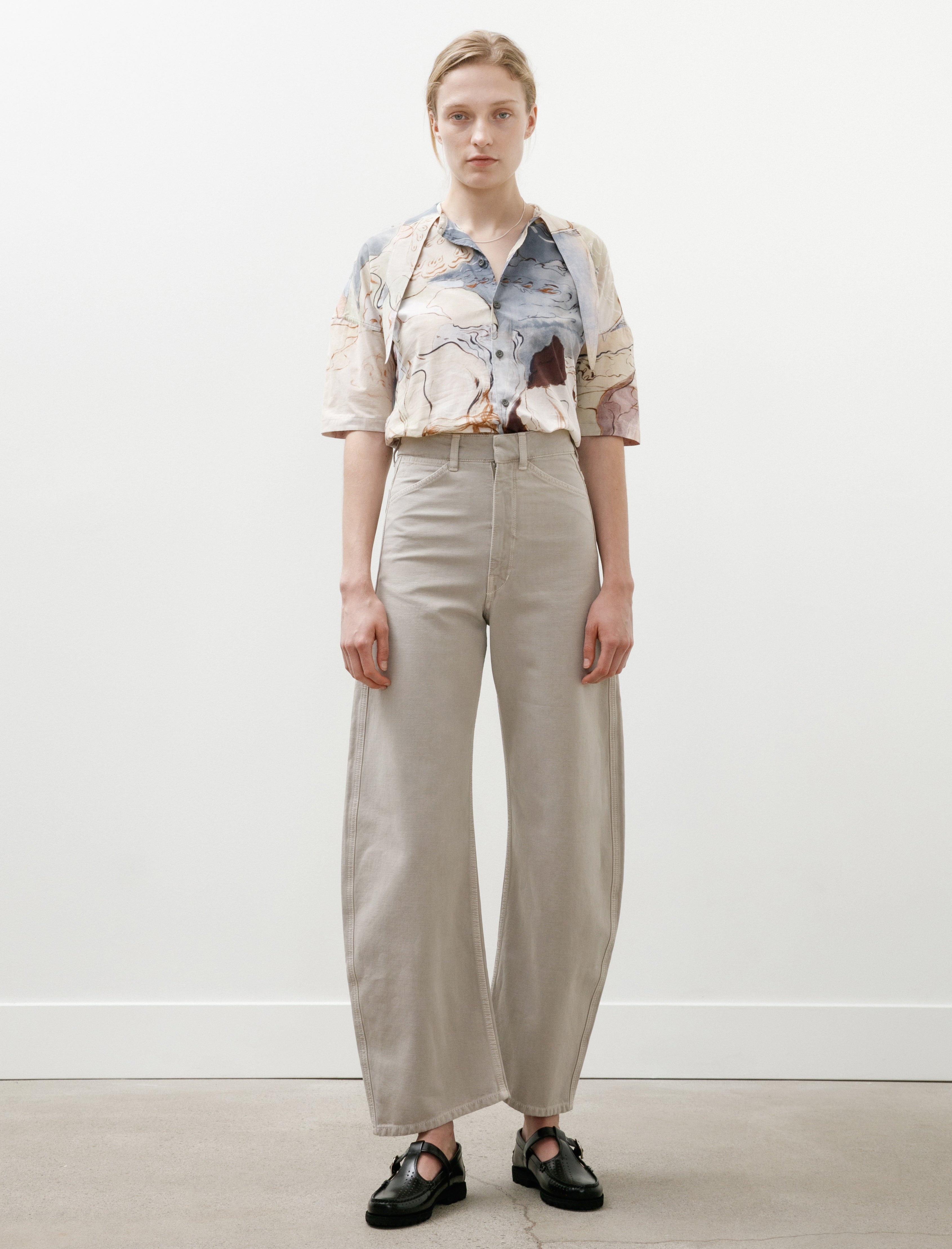 Lemaire High Waisted Curved Pants Moonstone