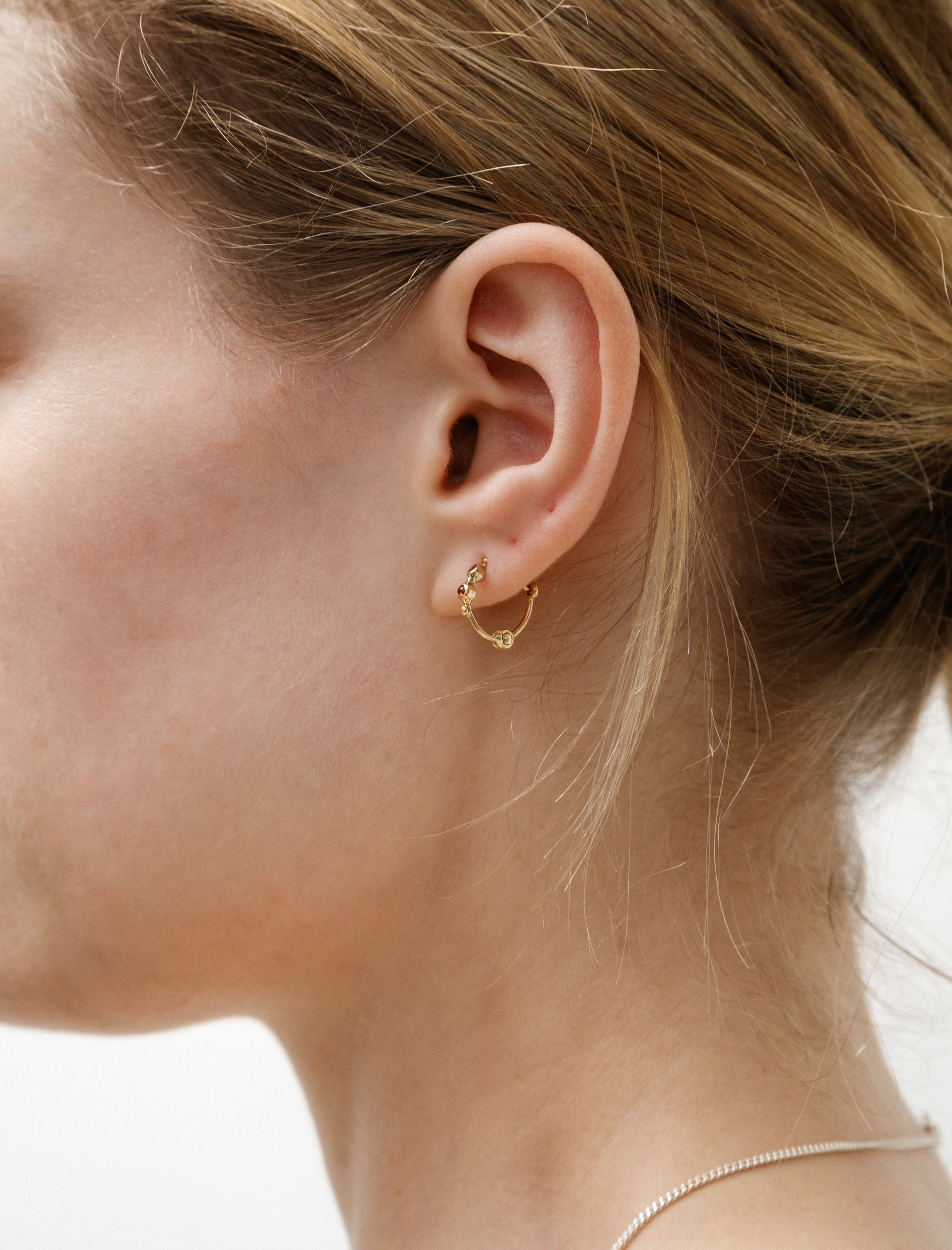 Dorette Simple Hoops Hessonite/Diamonds
