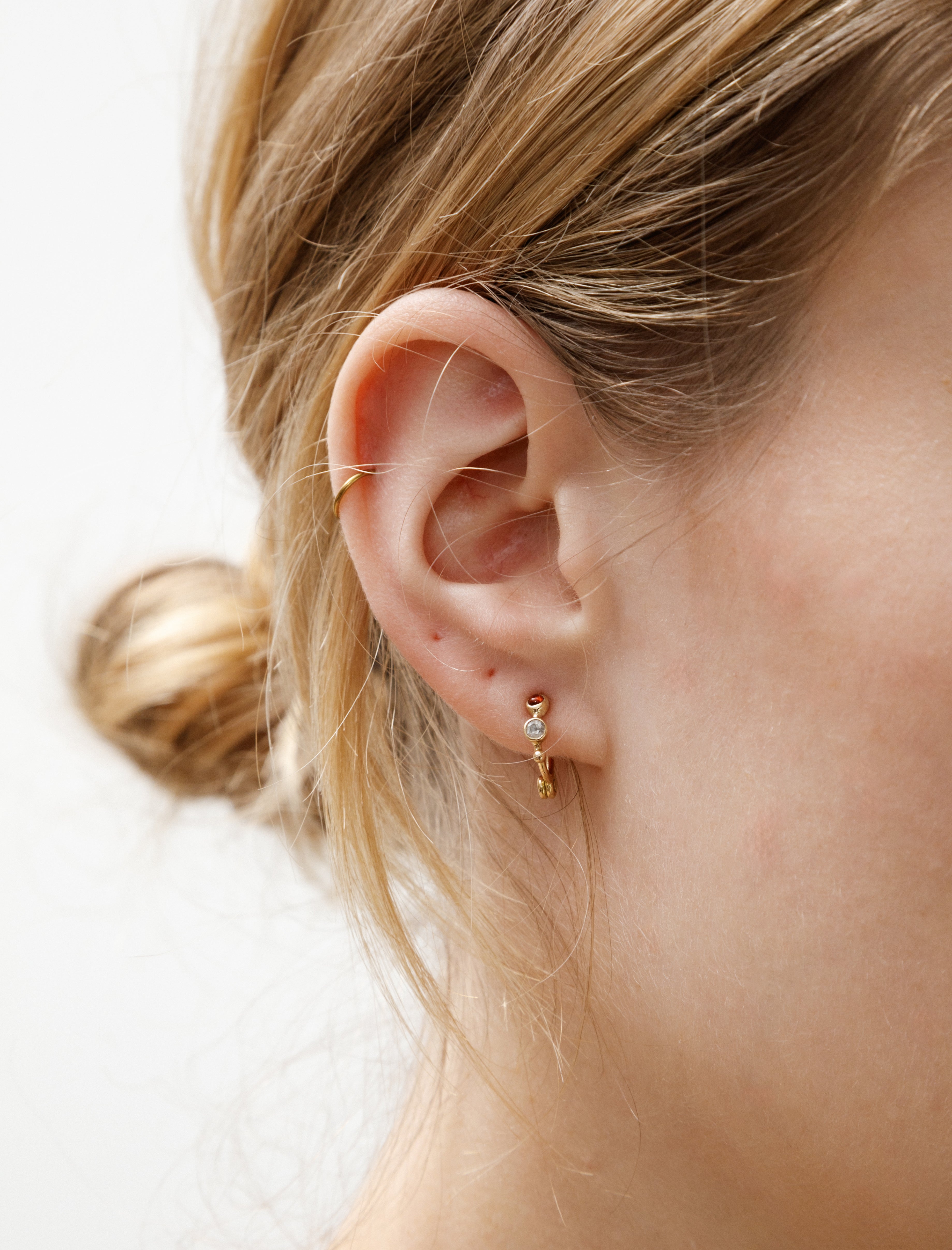 Dorette Simple Hoops Hessonite/Diamonds