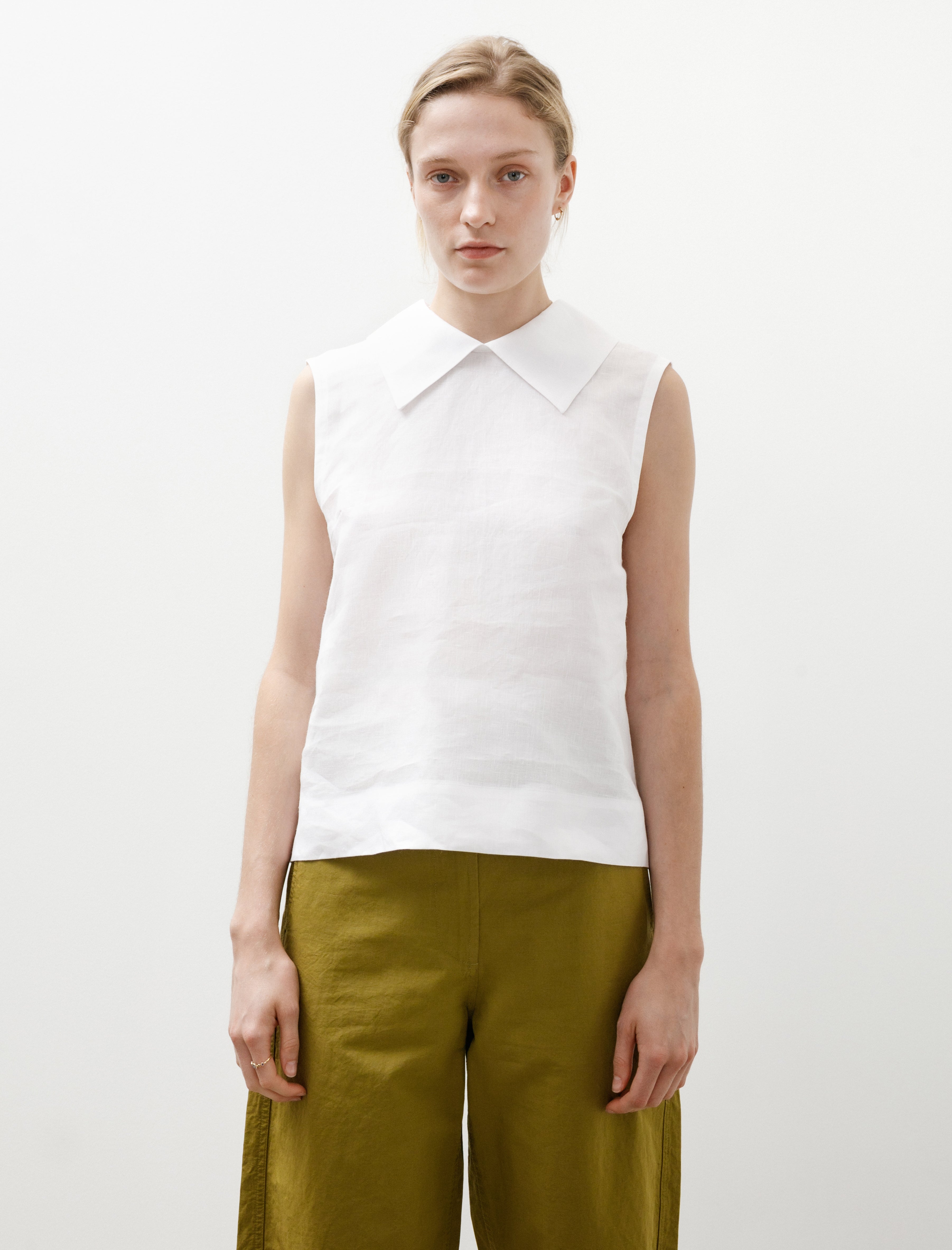Margaret Howell Sleeveless Top Shirting Linen White
