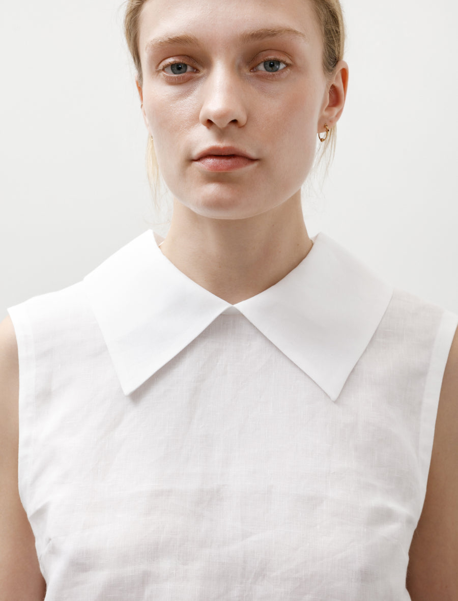 Sleeveless Top Shirting Linen White - Image 3
