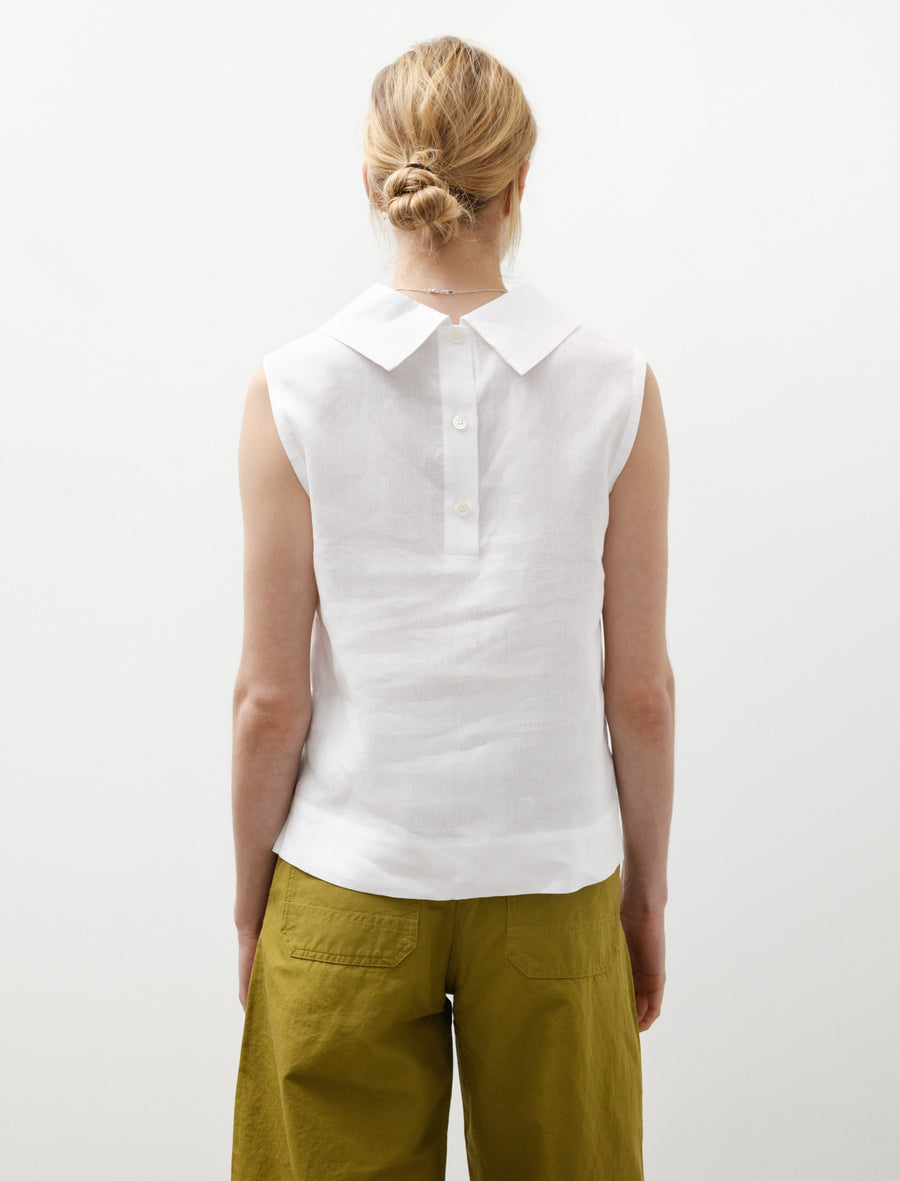 Sleeveless Top Shirting Linen White - Image 2