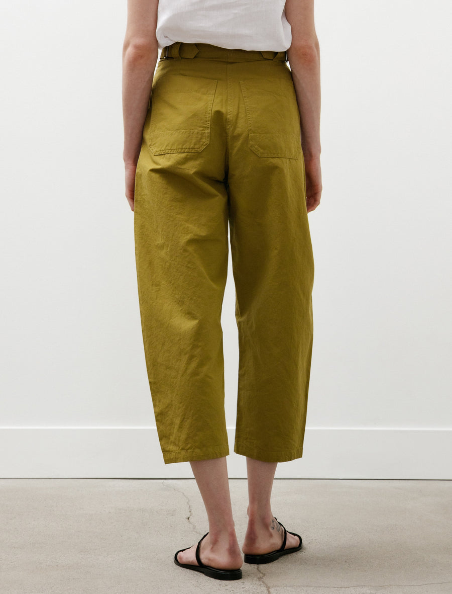 MHL Barrel Leg Trousers Dry Cotton Linen Light Olive - Image 6