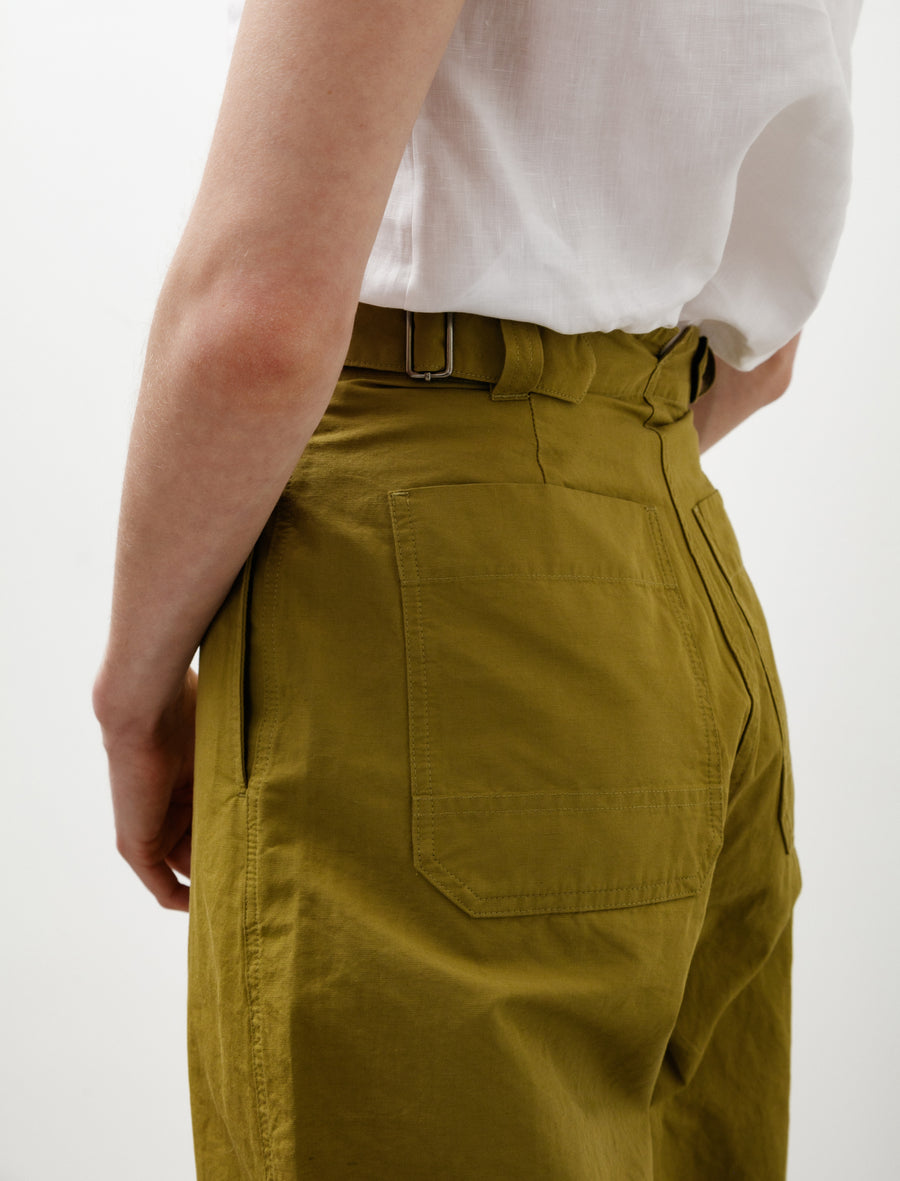 MHL Barrel Leg Trousers Dry Cotton Linen Light Olive - Image 7