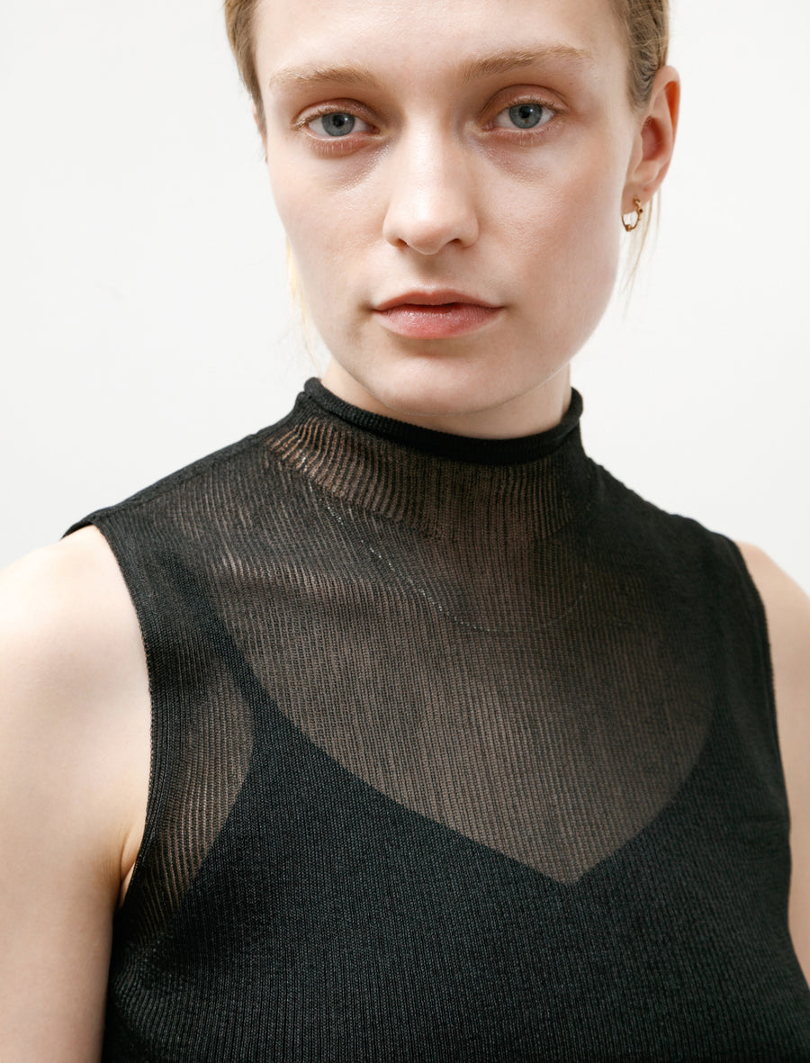 Portrait Lucent Sleeveless Top Black - Image 2