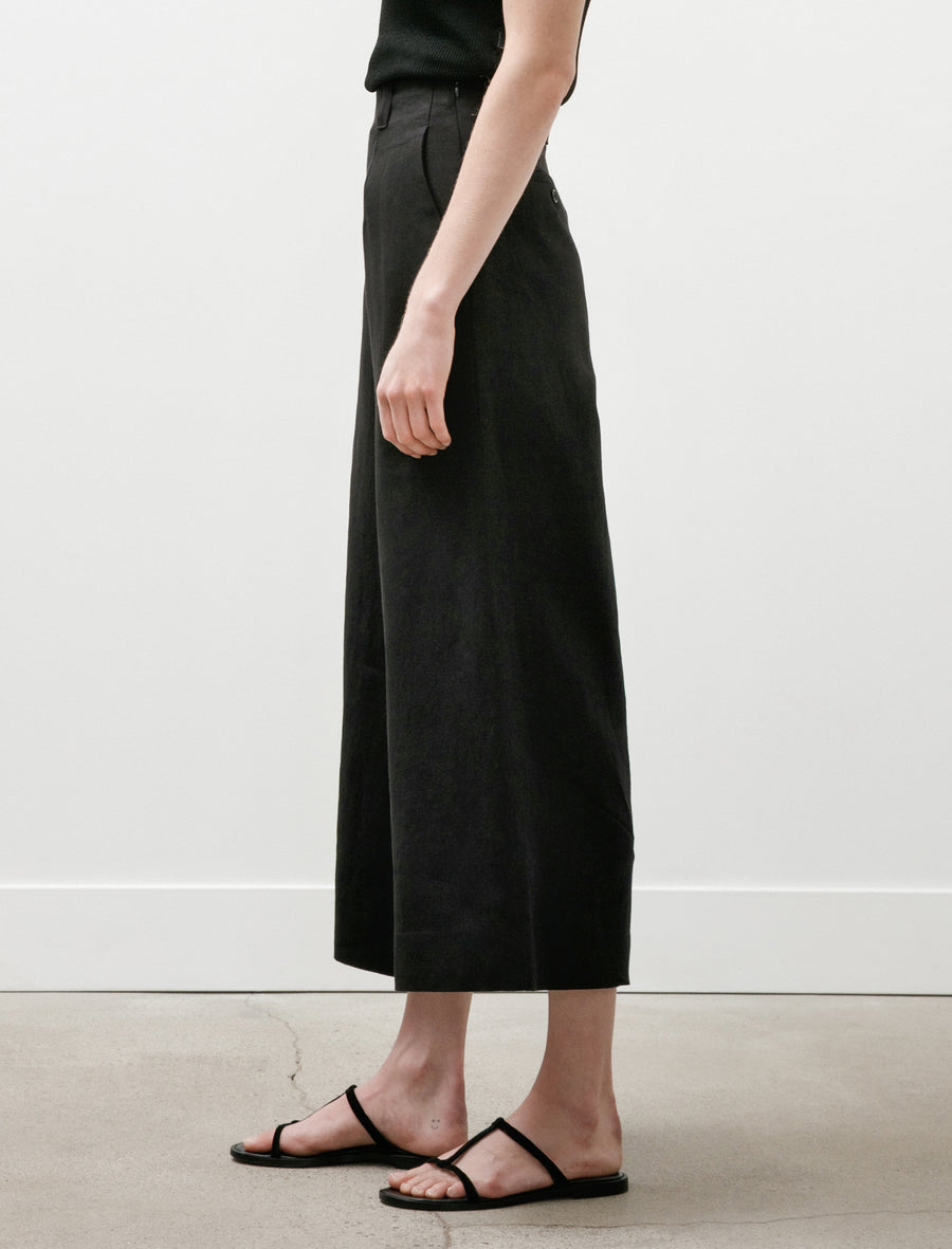 Flat Front Culottes Compact Linen Black - Image 5