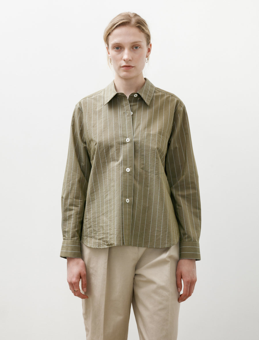 Simple Shirt Striped Cotton Silk Green/Blue - Image 1
