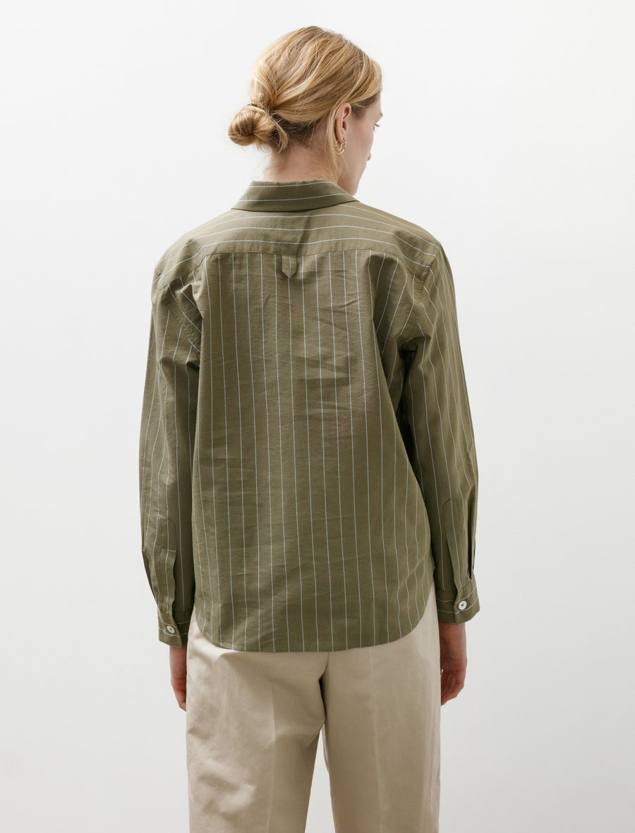 Simple Shirt Striped Cotton Silk Green/Blue - Image 3