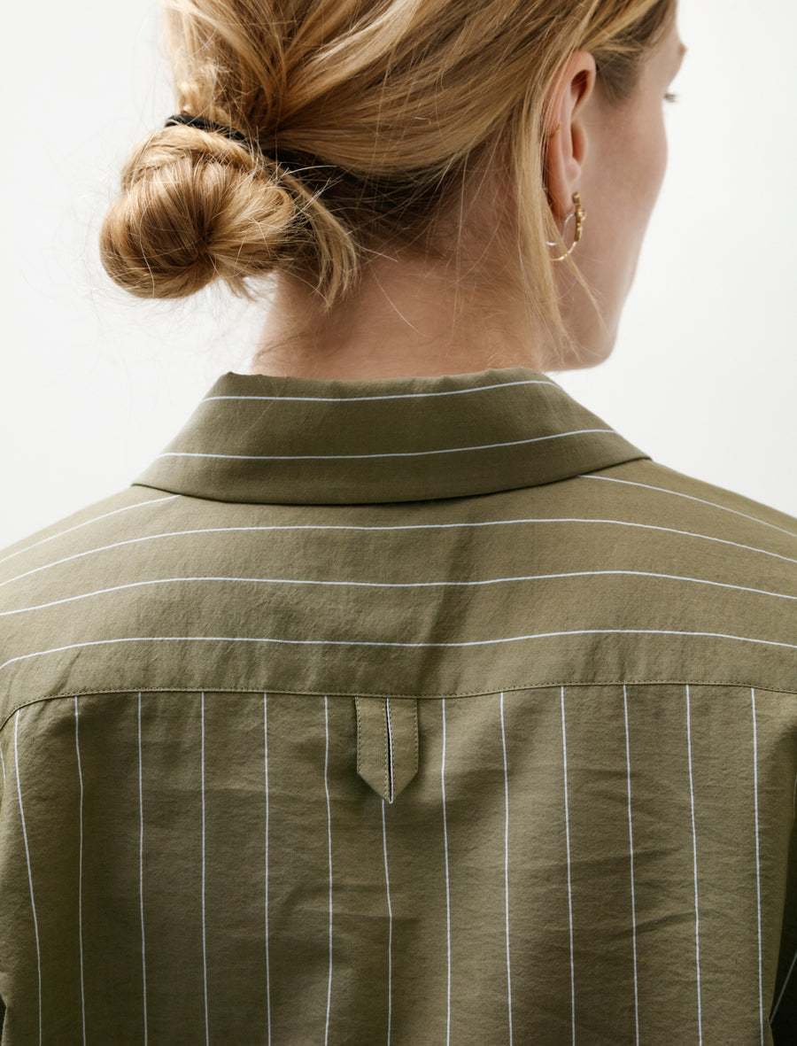 Simple Shirt Striped Cotton Silk Green/Blue - Image 4