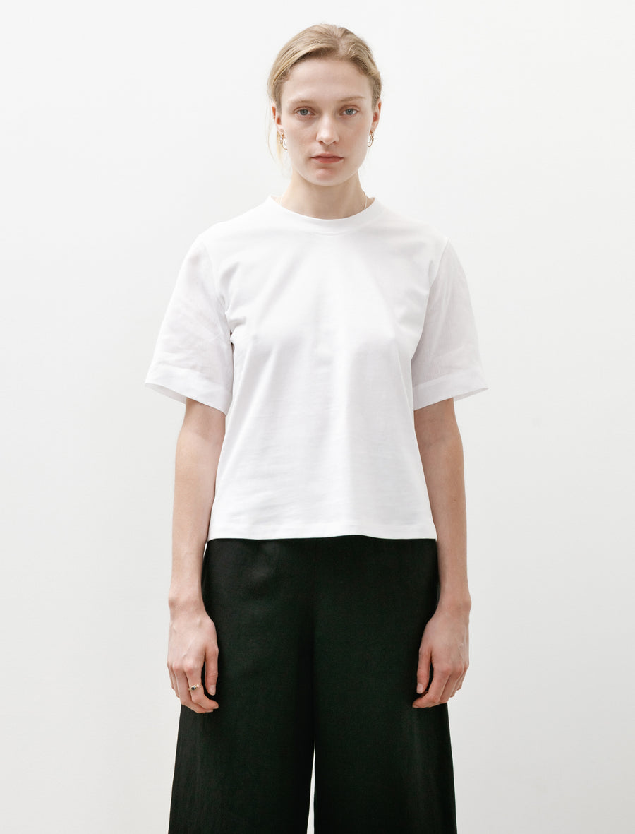 Woven Sleeve Top Cotton Jersey White - Image 1