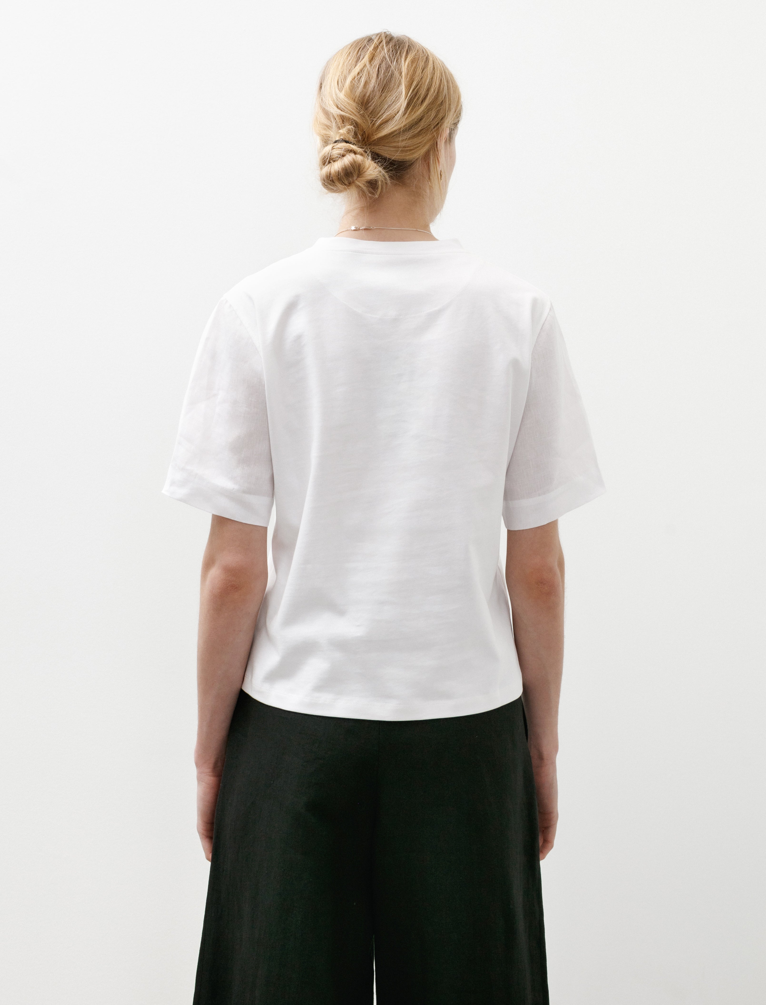 Margaret Howell Woven Sleeve Top Cotton Jersey White