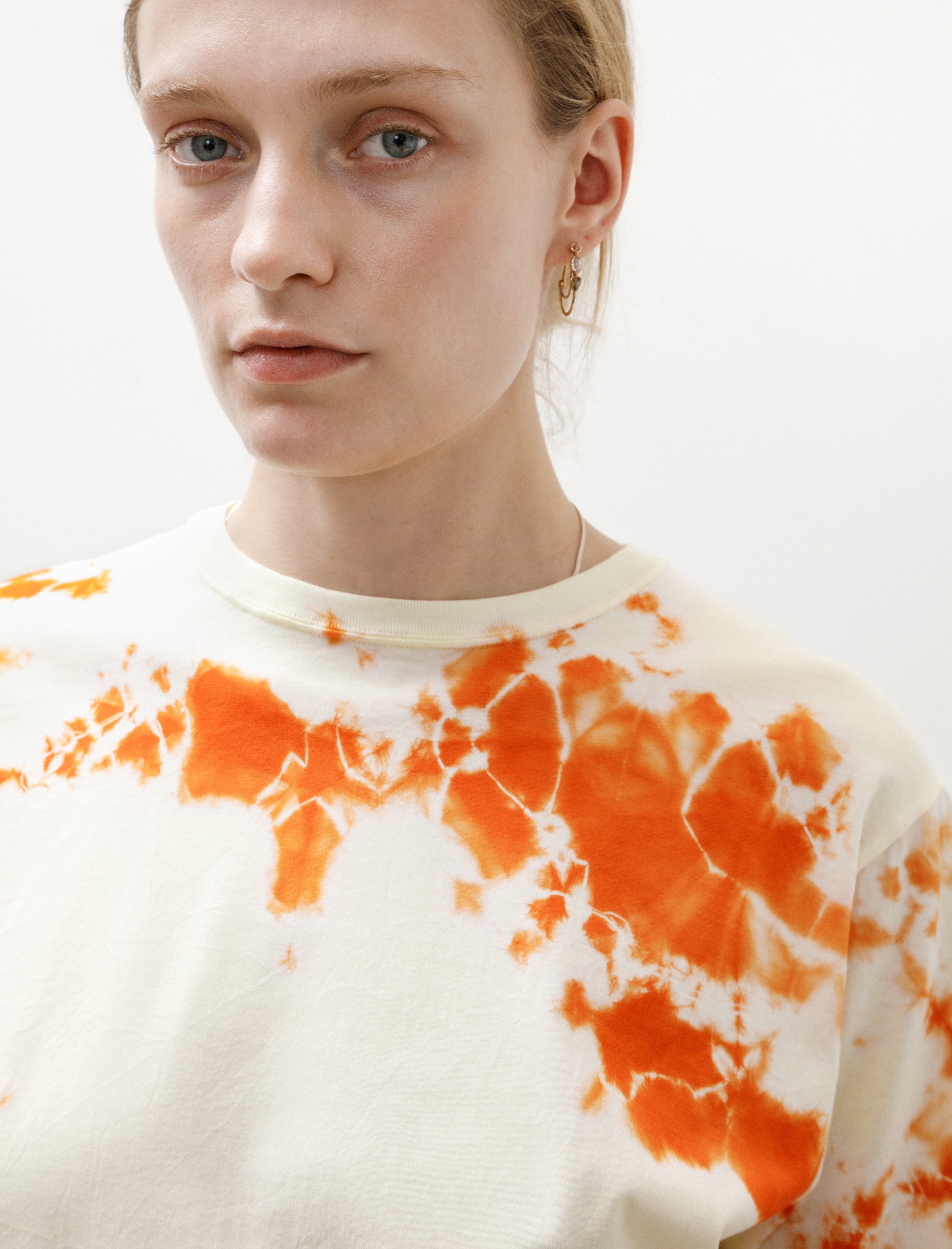 Suzusan Giza Cotton T-Shirt Madara Shibori Burnt Orange/Buttercup