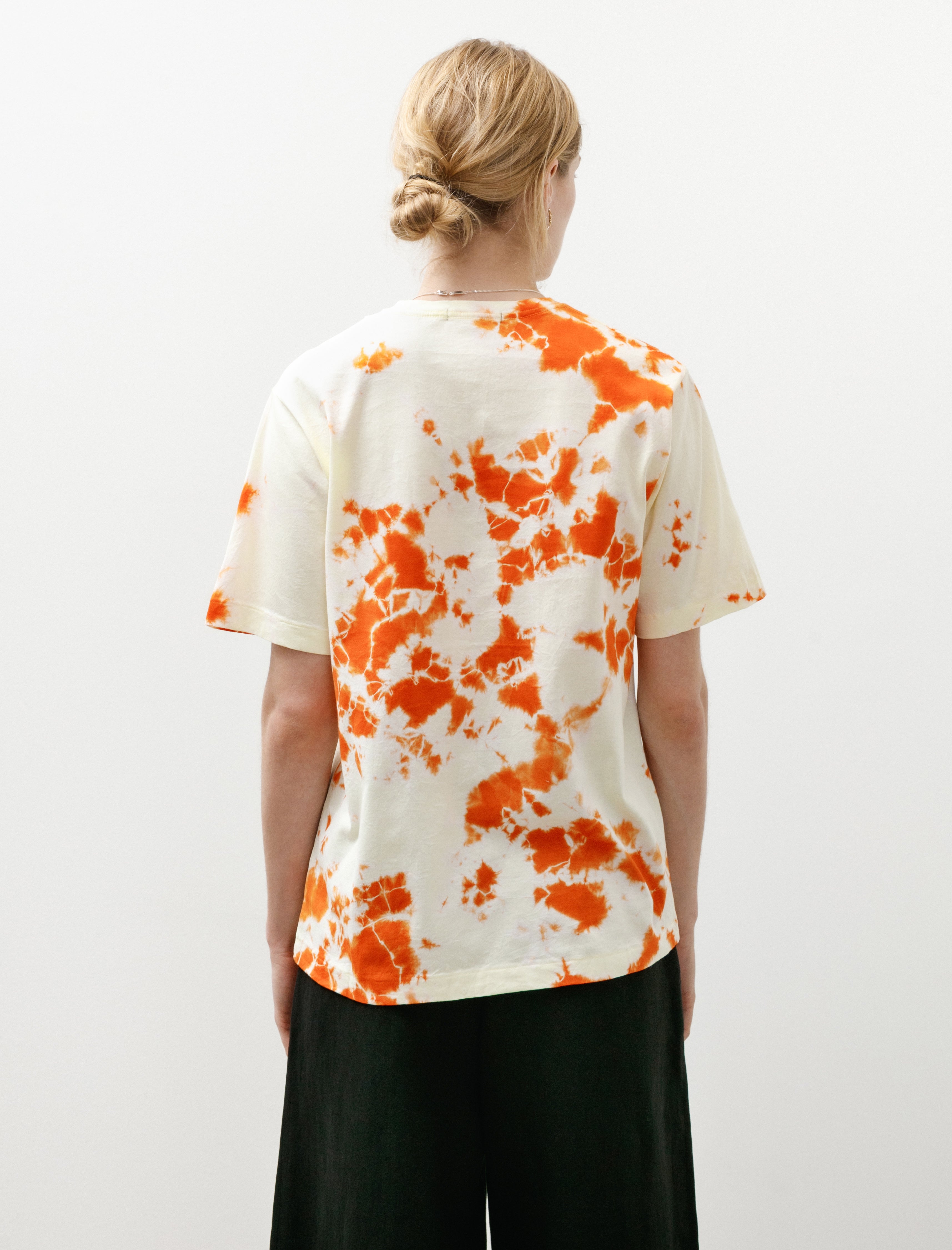 Suzusan Giza Cotton T-Shirt Madara Shibori Burnt Orange/Buttercup