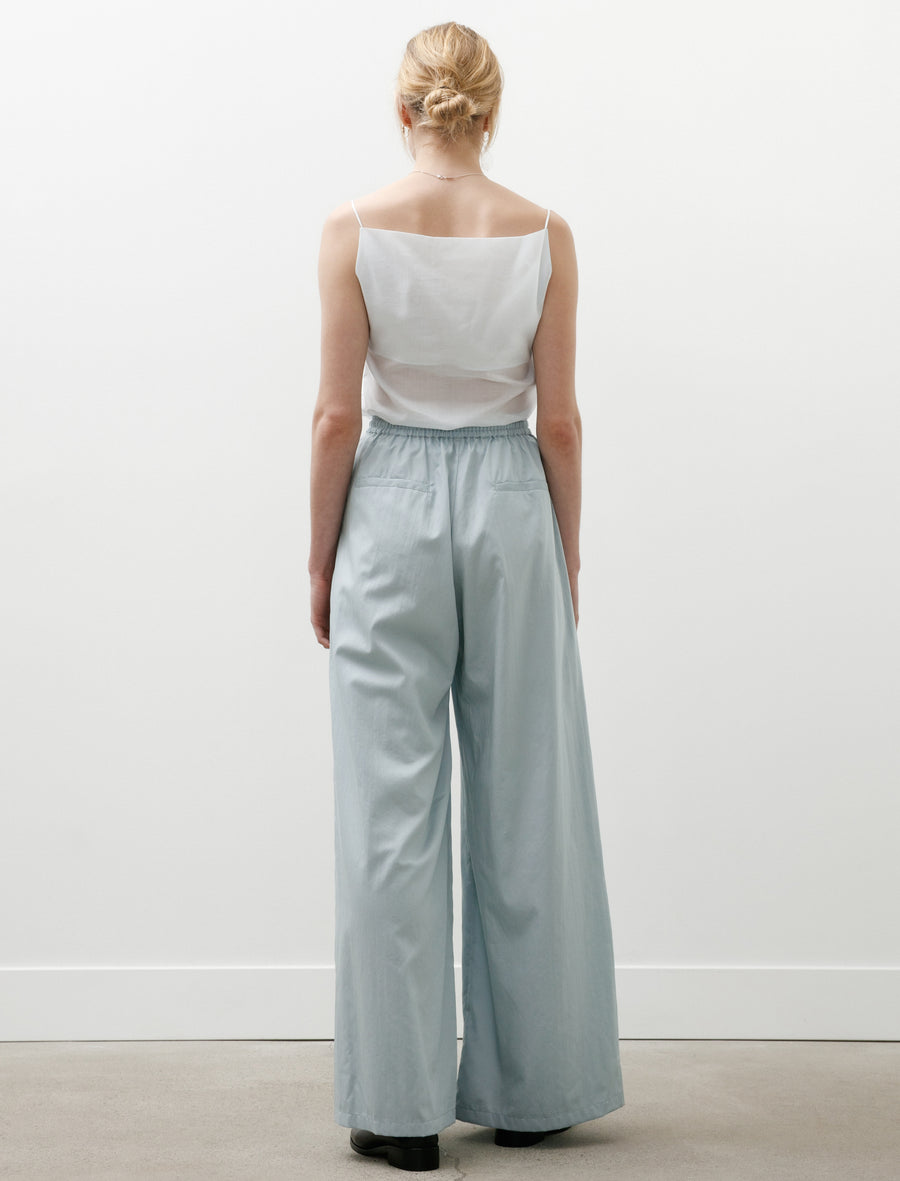 Silicon Poplin Two Tuck Easy Wide Pants Smoke Blue - Image 4