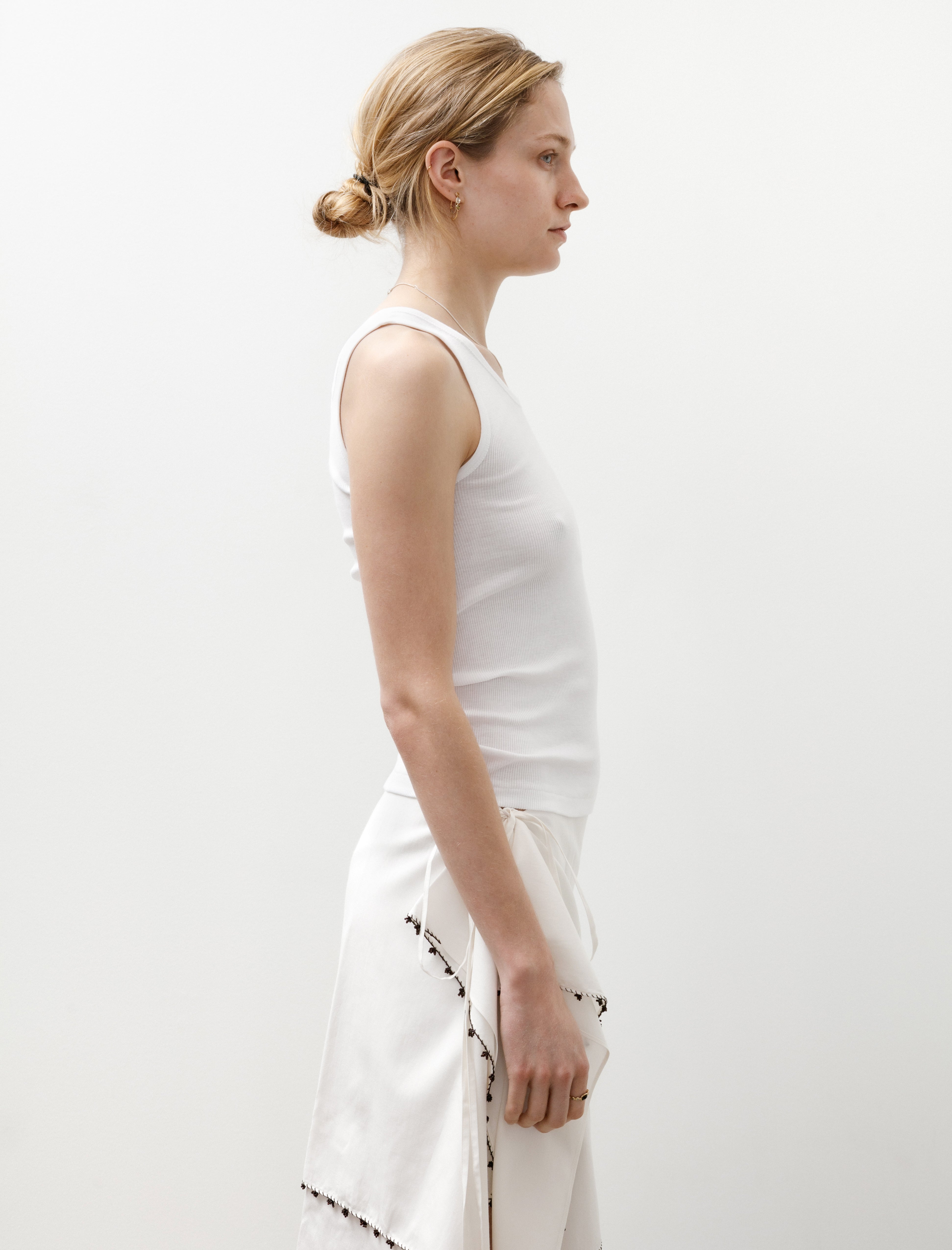 Comoli Ribbed Tank Top White