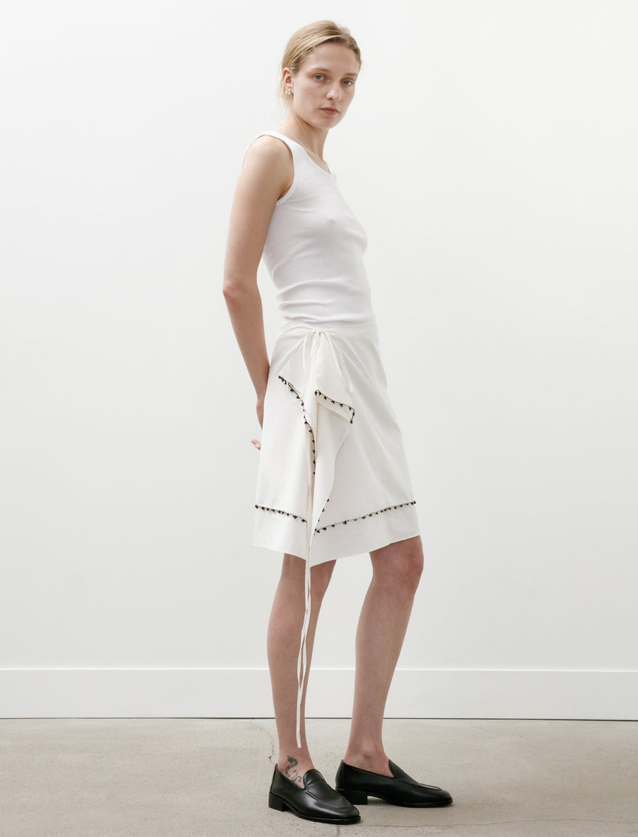 Carré Wrap Skirt with Oya Glass Beads Almost White/Brown Beads - Image 2
