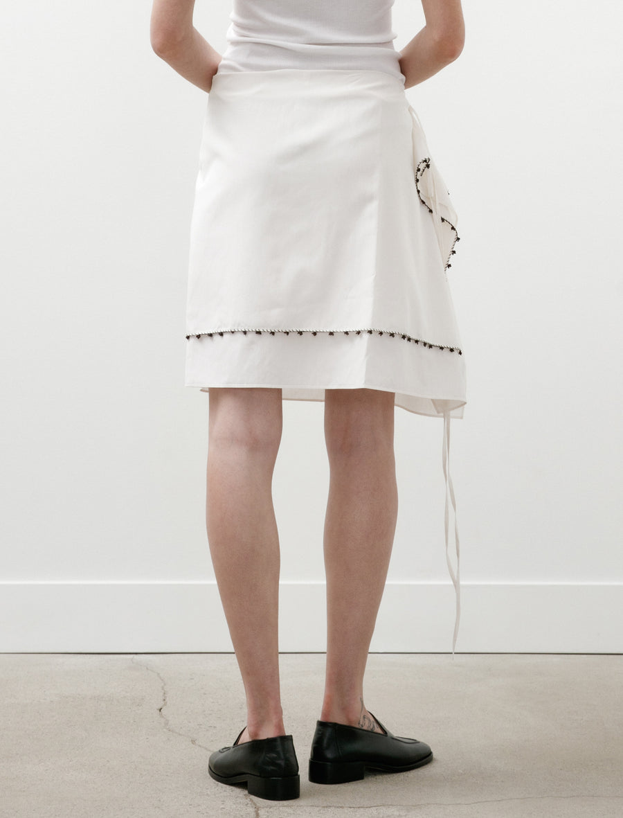 Carré Wrap Skirt with Oya Glass Beads Almost White/Brown Beads - Image 6