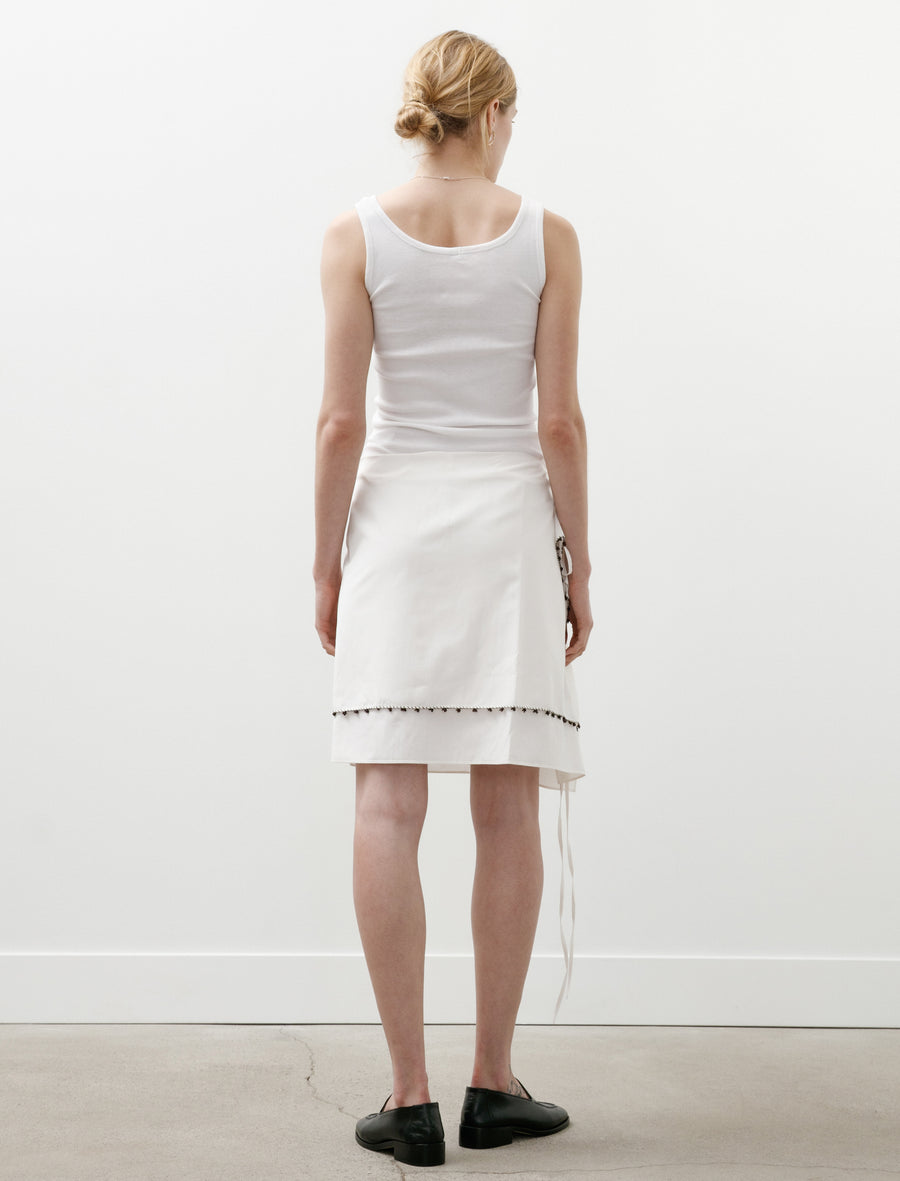 Carré Wrap Skirt with Oya Glass Beads Almost White/Brown Beads - Image 3