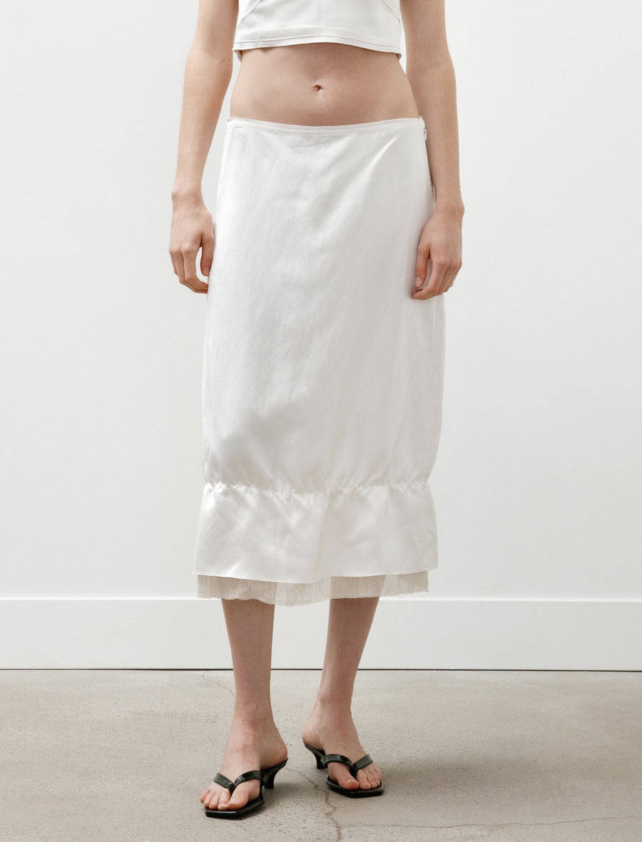 Layered Satin Skirt White - Image 4