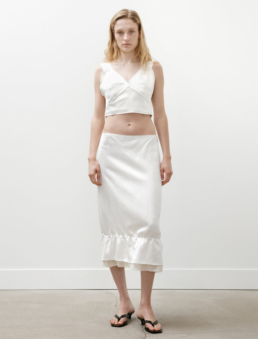 Layered Satin Skirt White - Image 1
