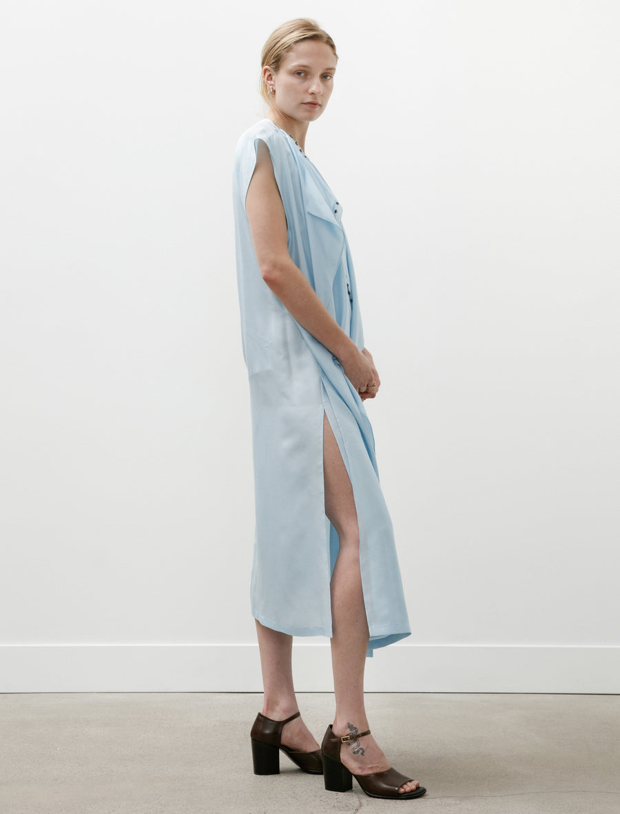 Sera Draped Dress with Oya Embroidery Sky Blue/Metallic Blue – Neighbour