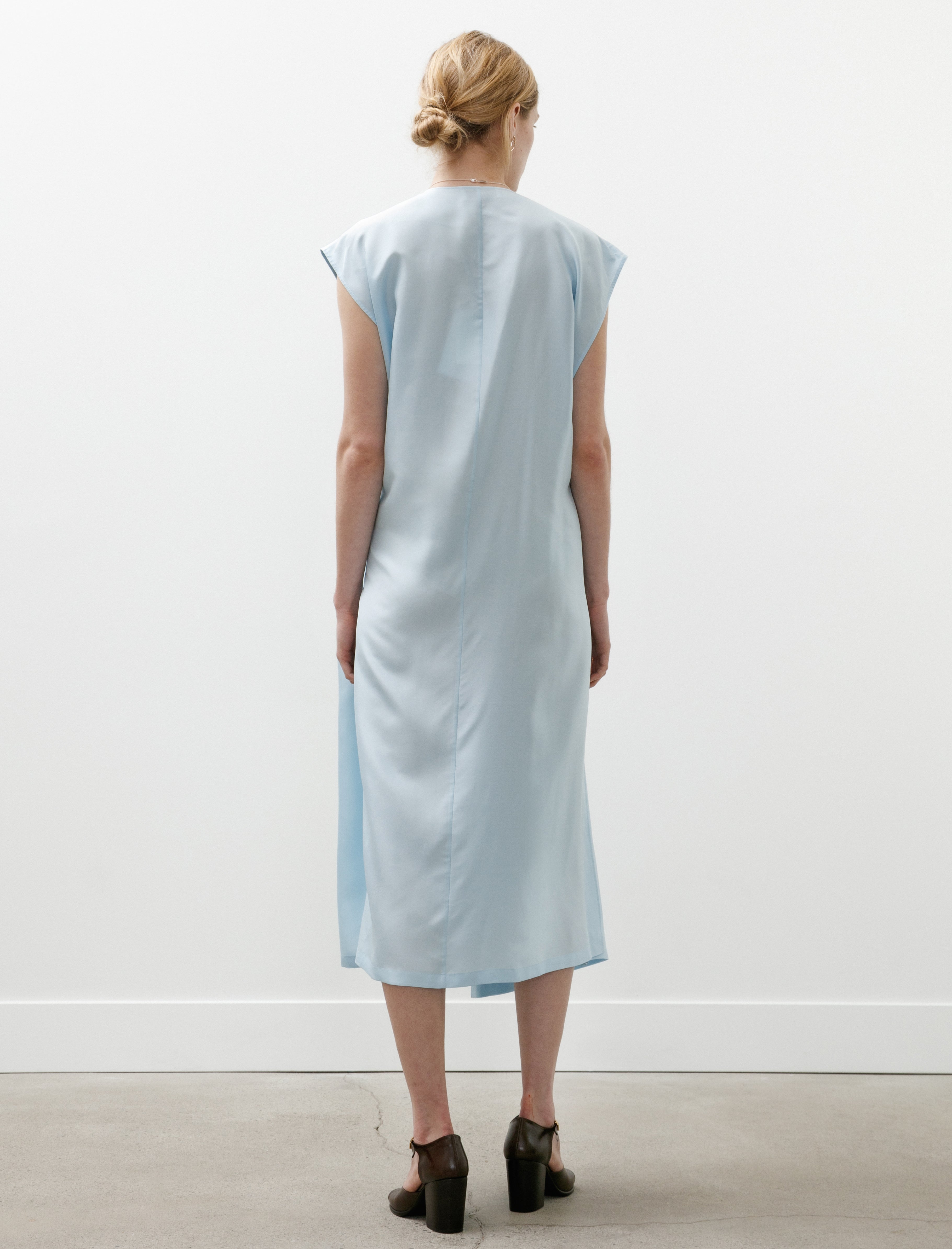 Sera Draped Dress with Oya Embroidery Sky Blue/Metallic Blue
