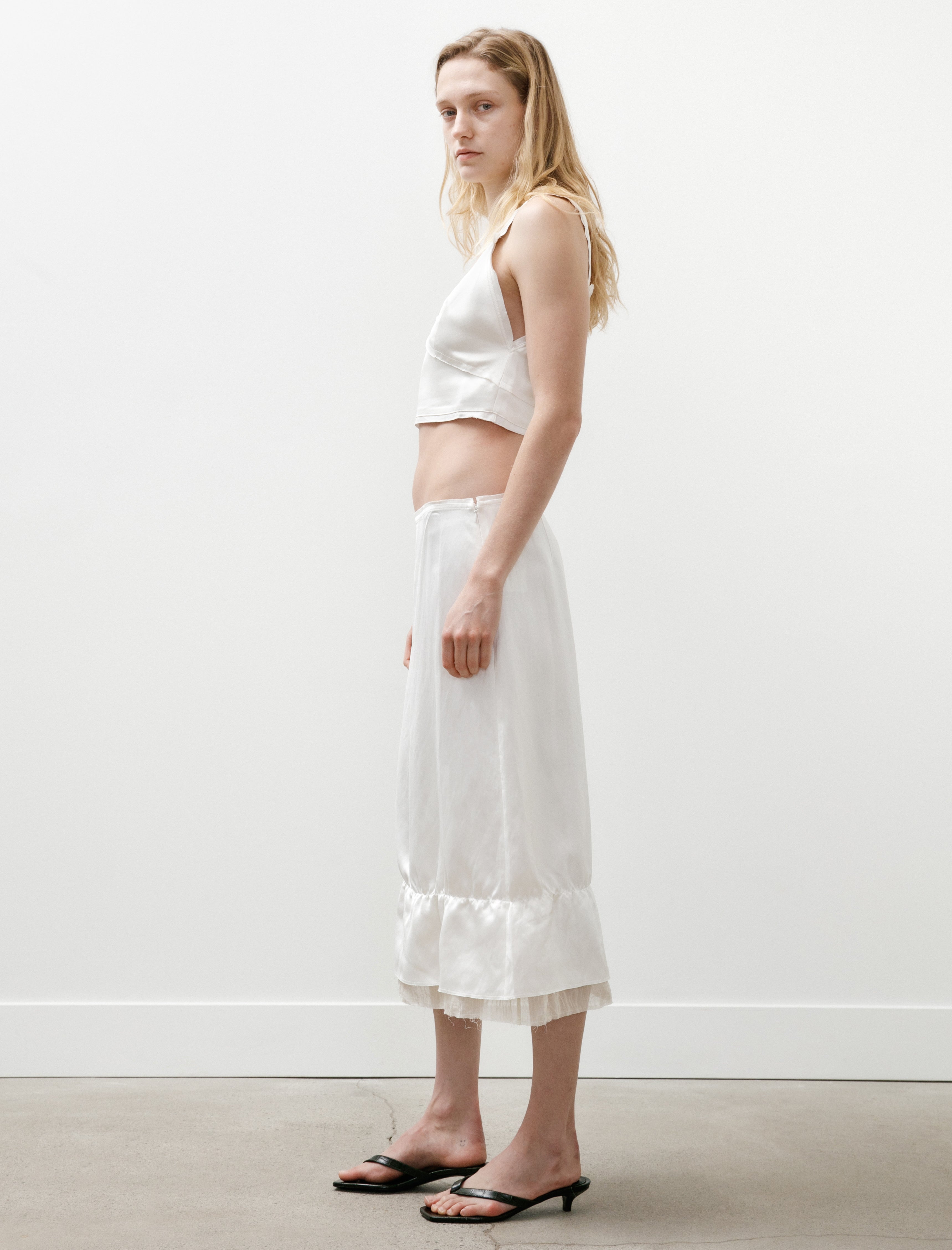 Toteme Layered Satin Skirt White