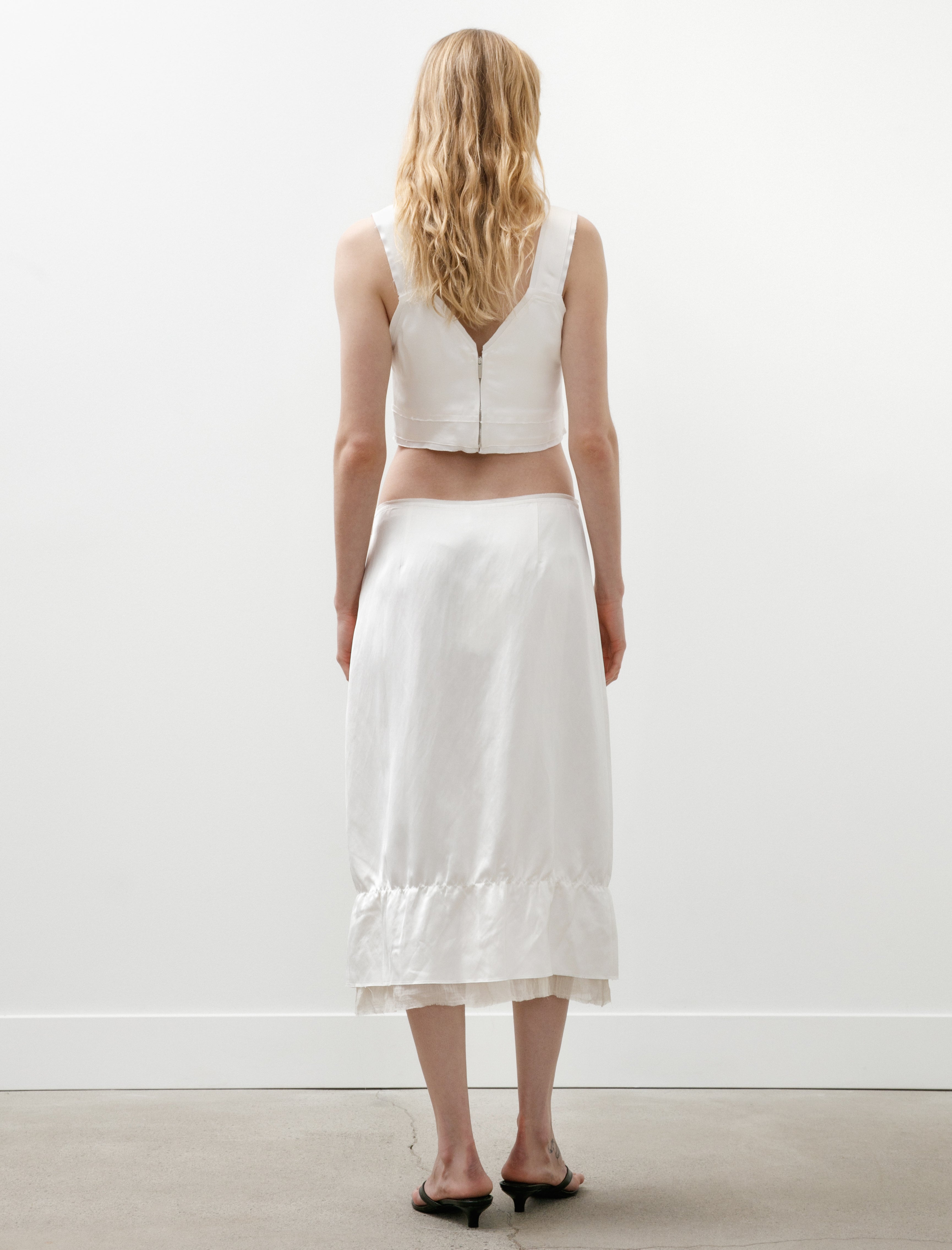 Toteme Layered Satin Skirt White