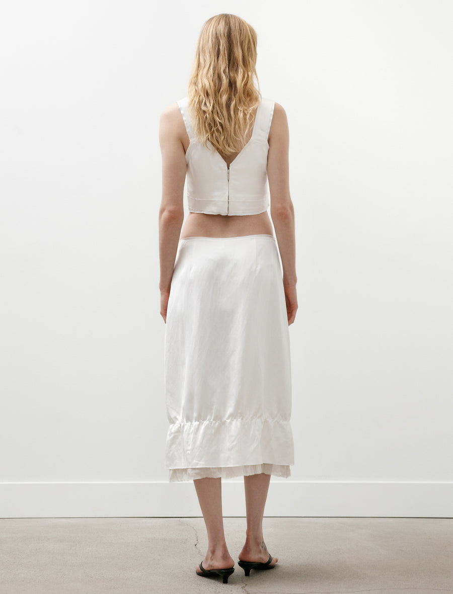 Layered Satin Skirt White - Image 2