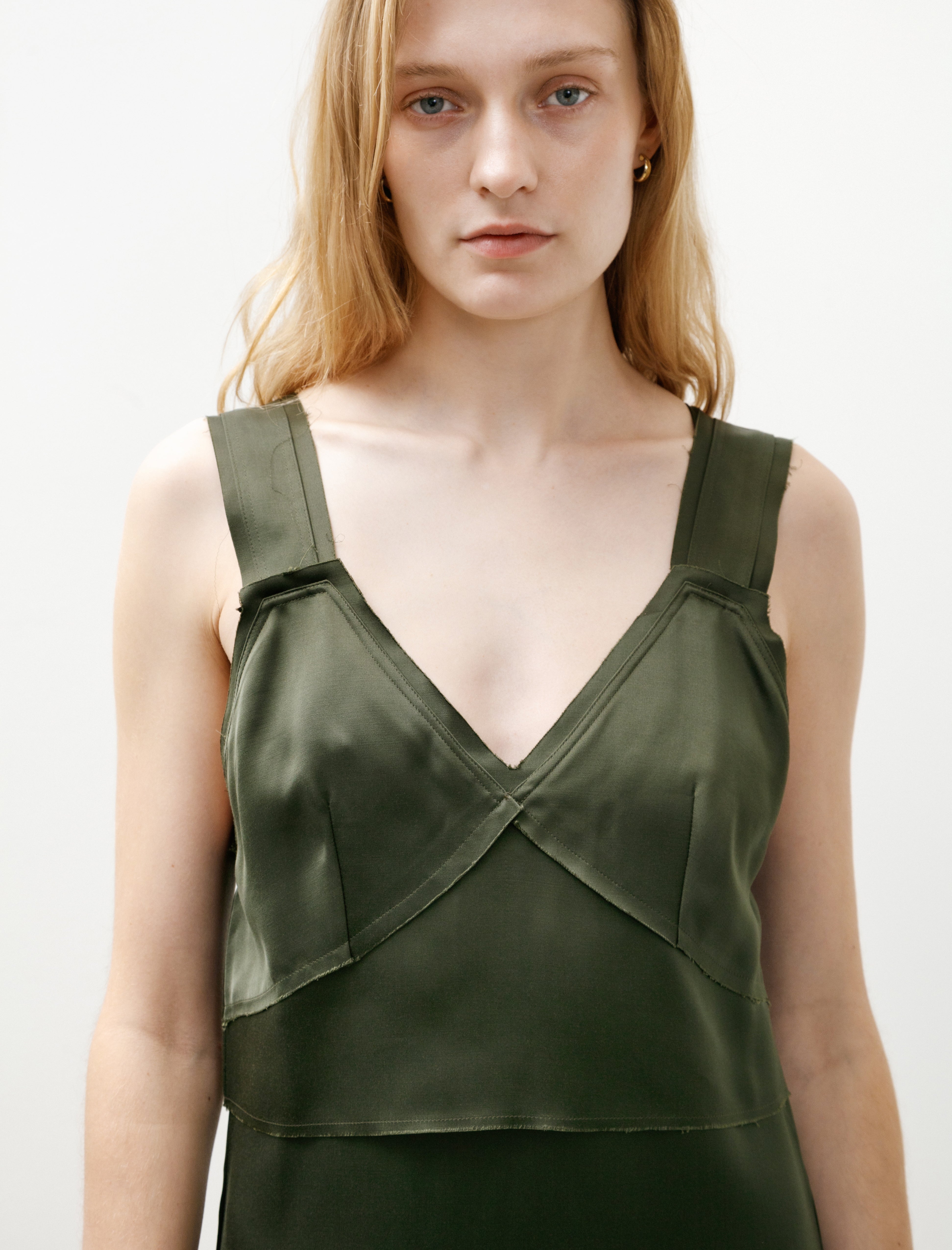 V-Neck Slip Dress Bottle Green V-Neck Slip Dress Bottle Green
