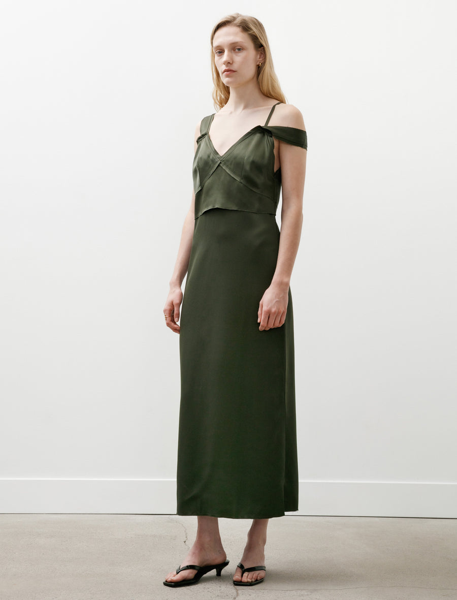 Toteme V-Neck Slip Dress Bottle Green  Neighbour