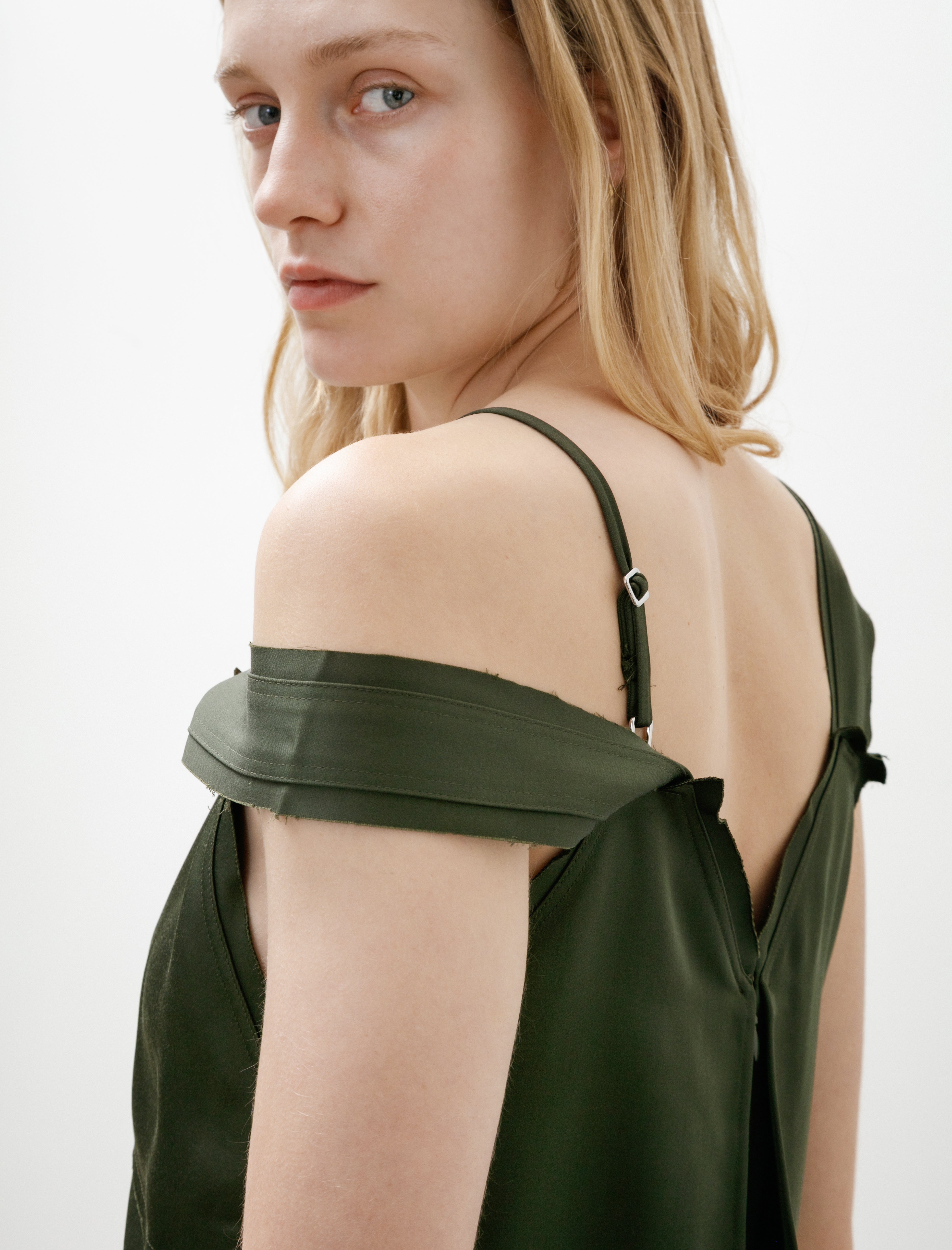 Toteme V-Neck Slip Dress Bottle Green