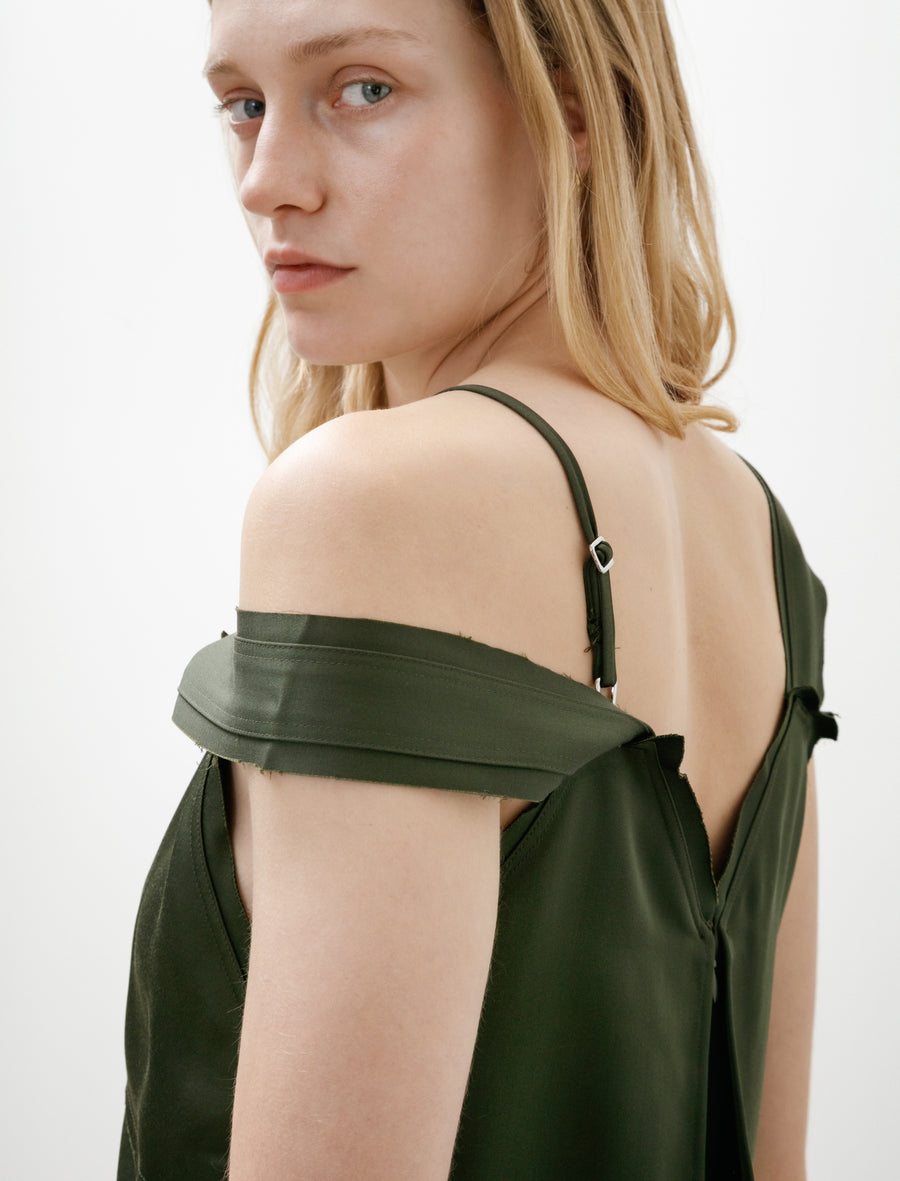 V-Neck Slip Dress Bottle Green - Image 6