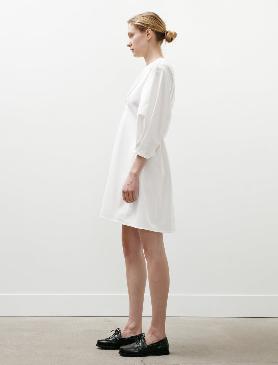 Balloon Sleeve Cotton Dress White - Image 3
