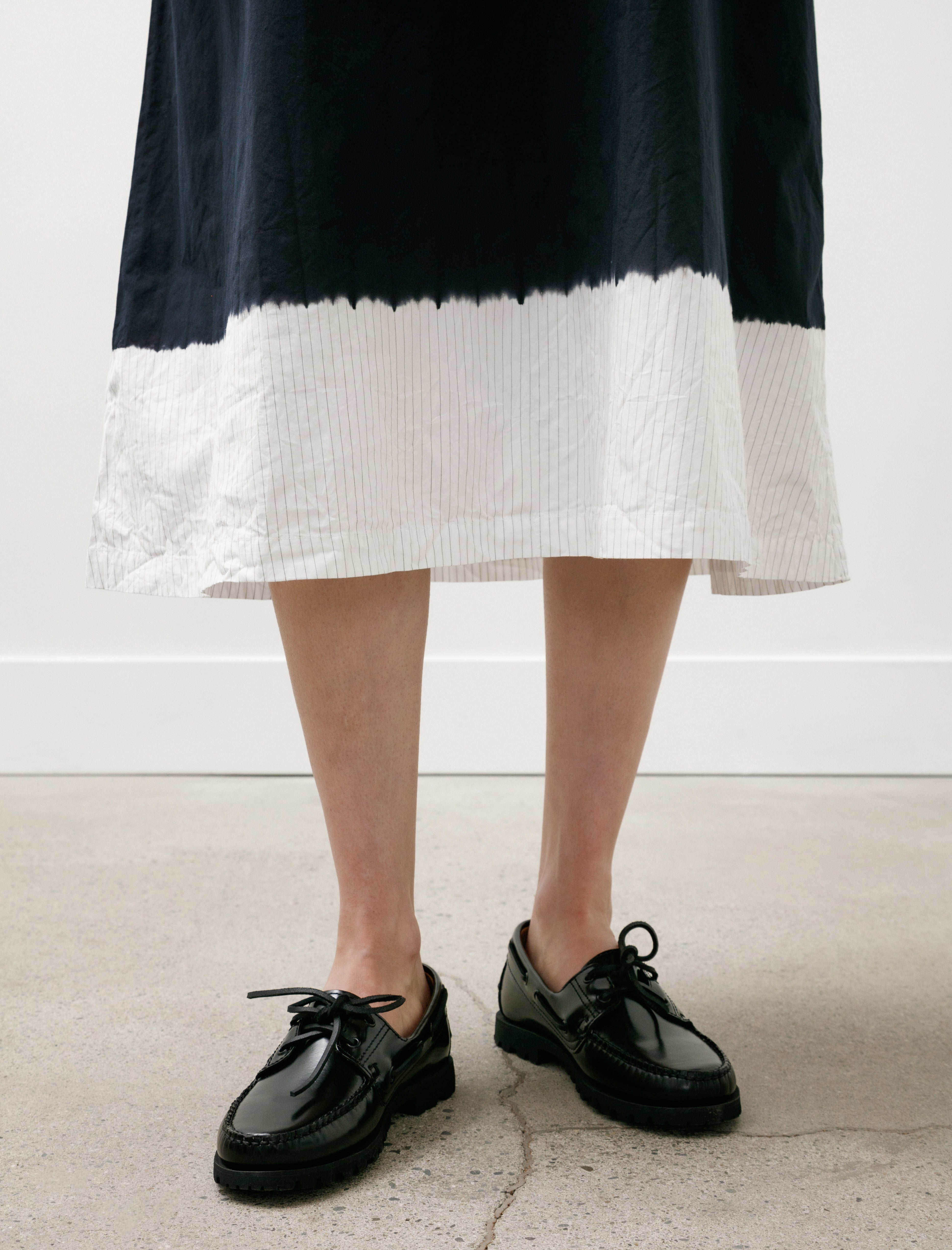 Suzusan Cotton Pinstripe Sleeveless Dress Boushi Somewake Shibori Black