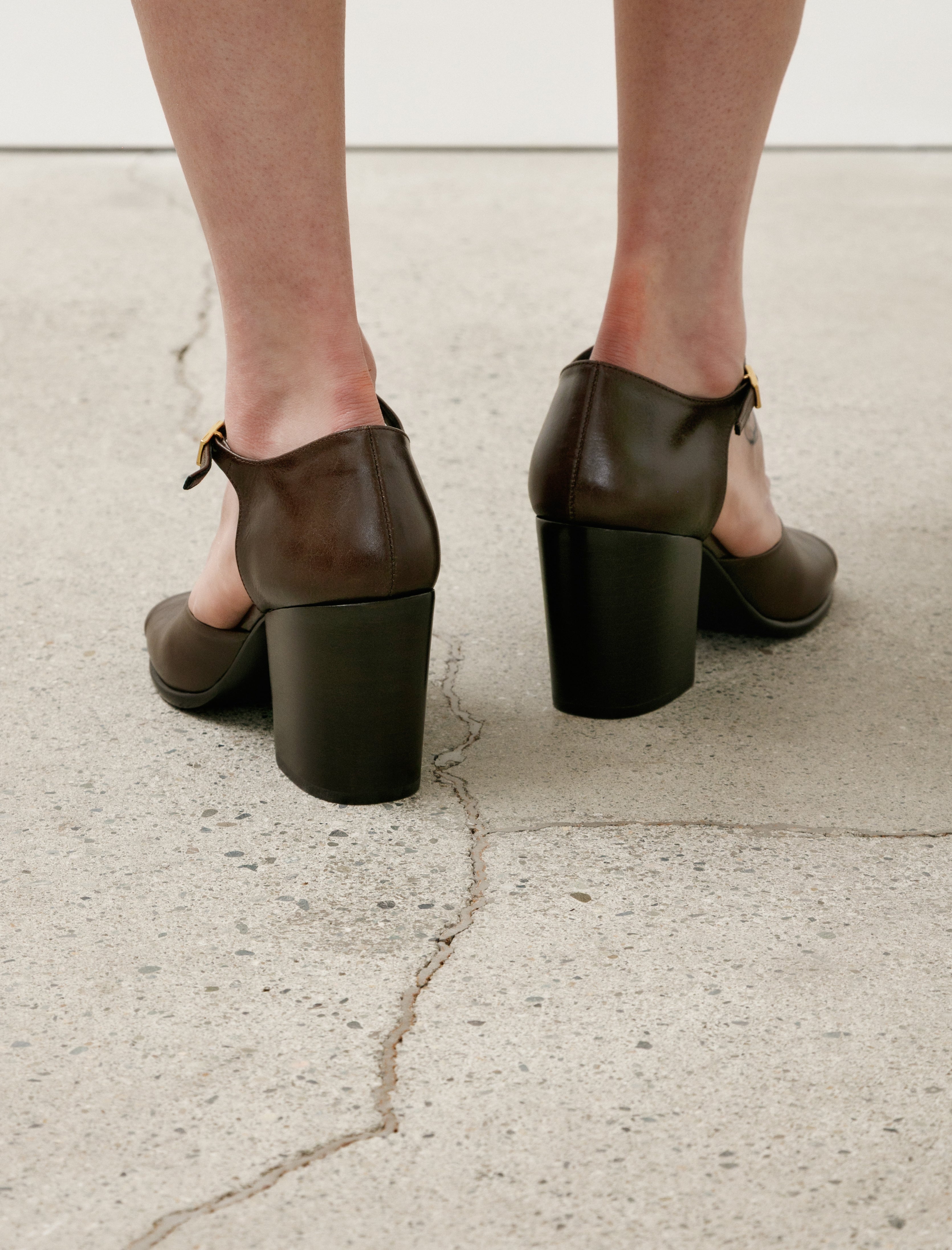 Lemaire Square Heeled Sandals Dark Brown
