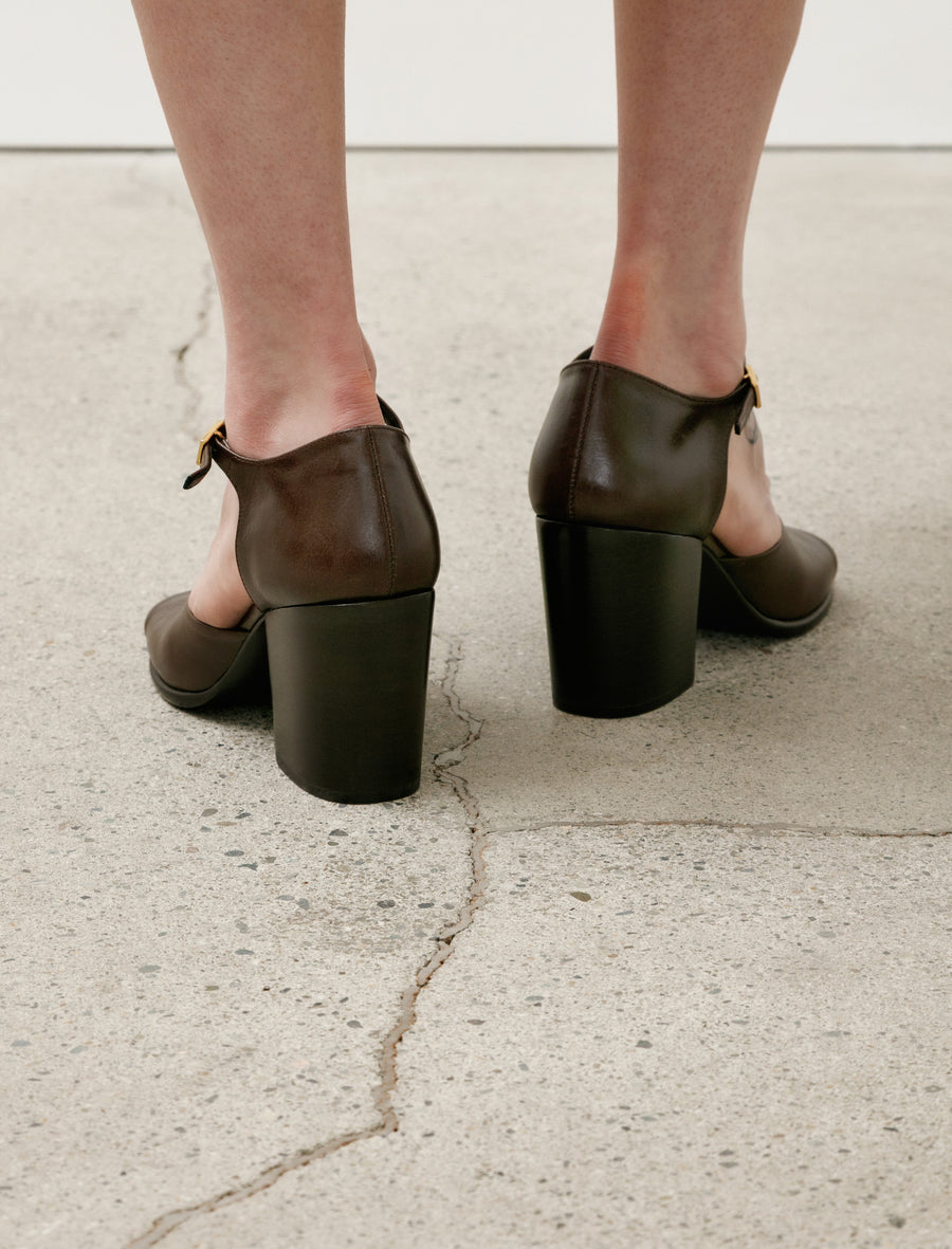 Square Heeled Sandals Dark Brown - Image 3
