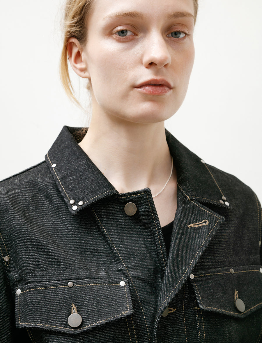 Cropped Blouson With Studs Slate - Image 5