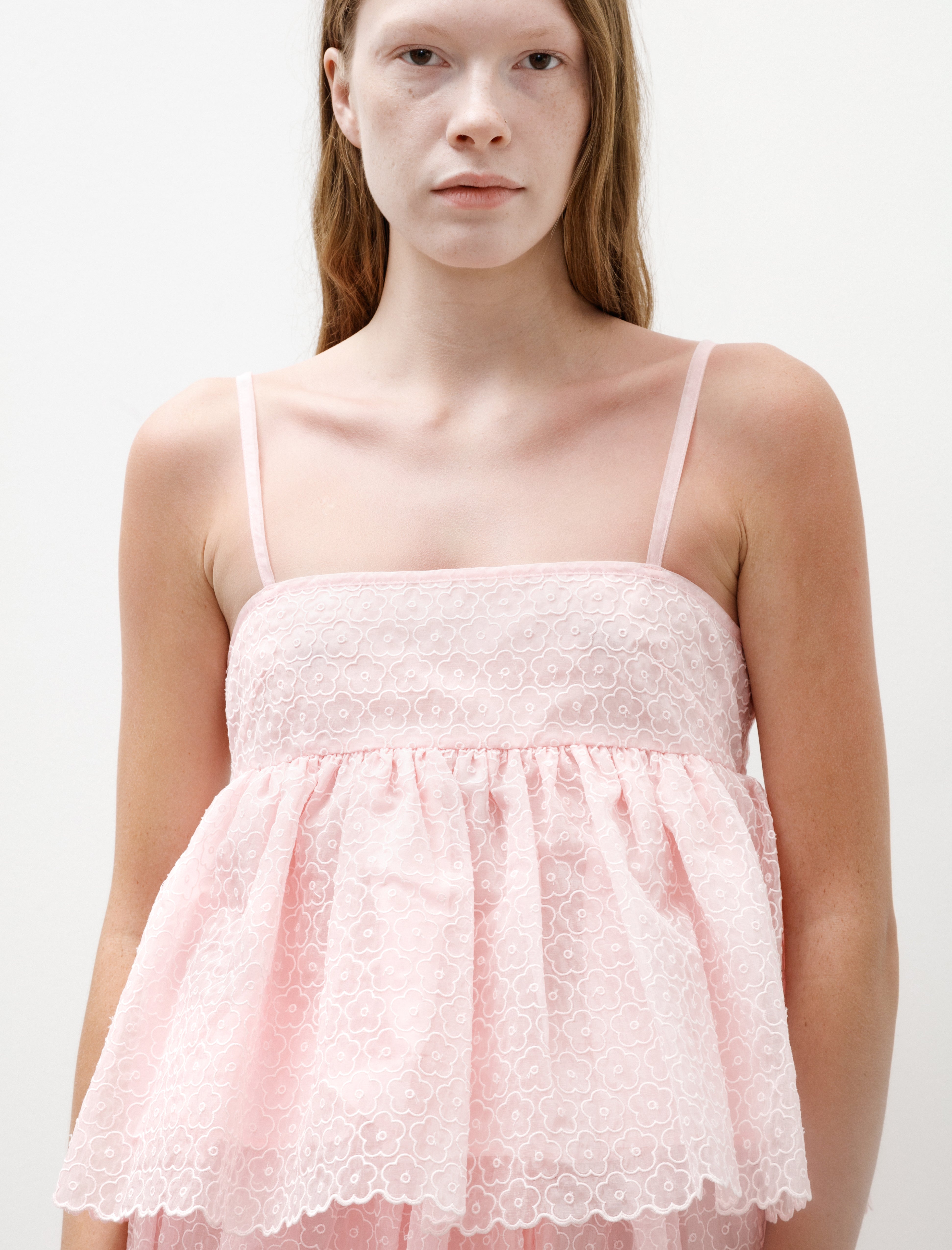 Cecilie Bahnsen Selena Top Windflower Embroidery Blush Pink