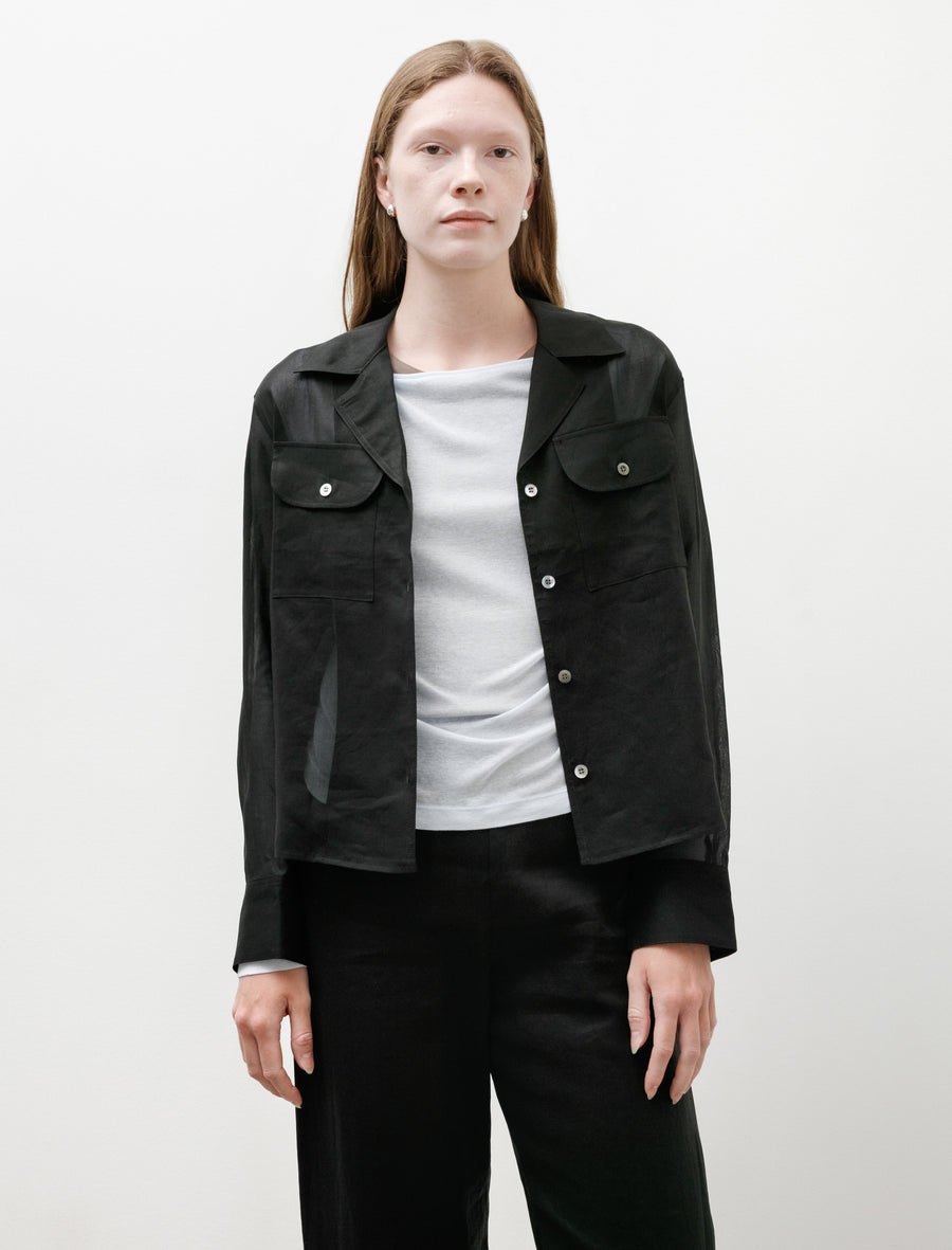 Sheer Double Pocket Shirt Black - Image 3
