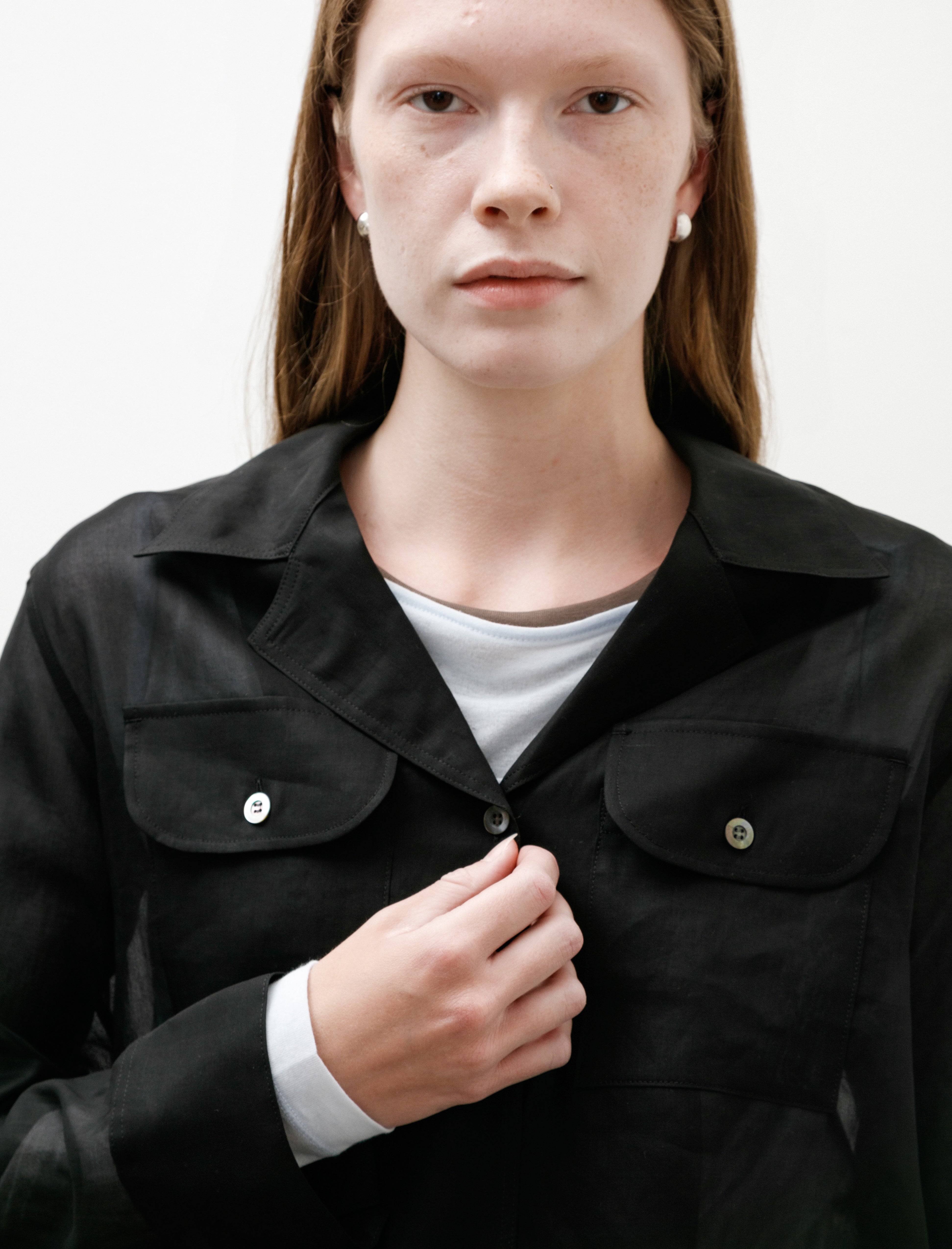 Ernie Palo Sheer Double Pocket Shirt Black