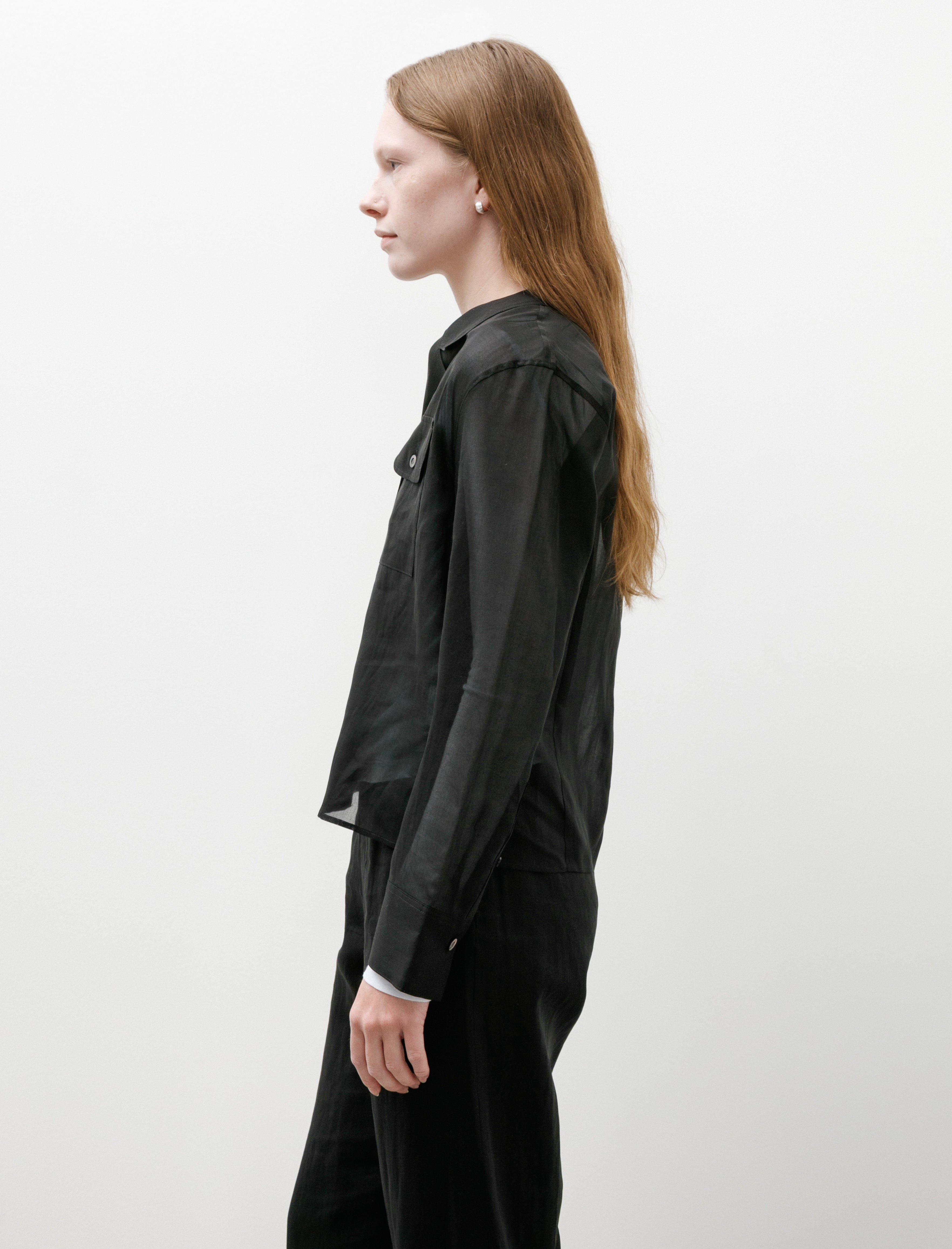 Ernie Palo Sheer Double Pocket Shirt Black