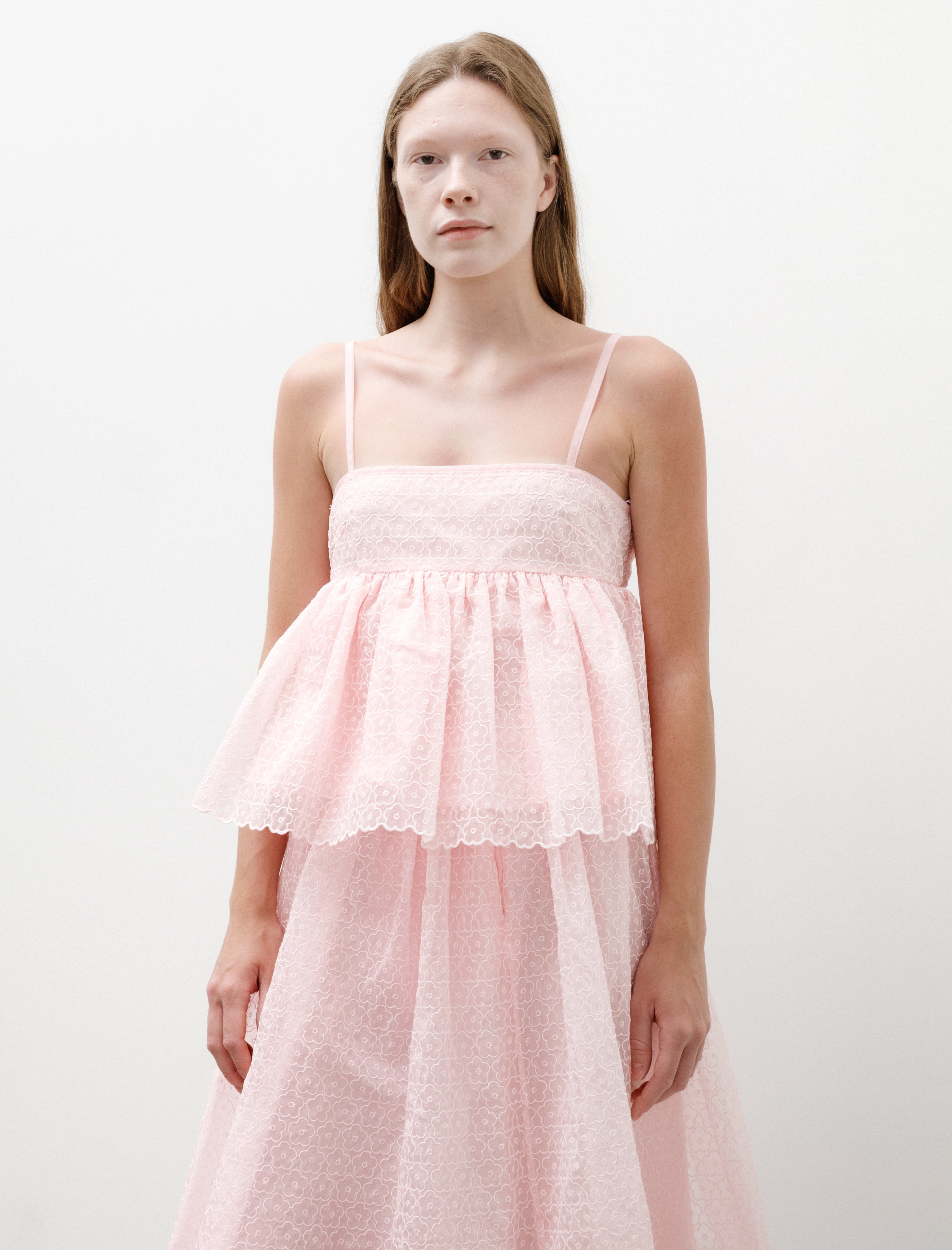 Cecilie Bahnsen Selena Top Windflower Embroidery Blush Pink