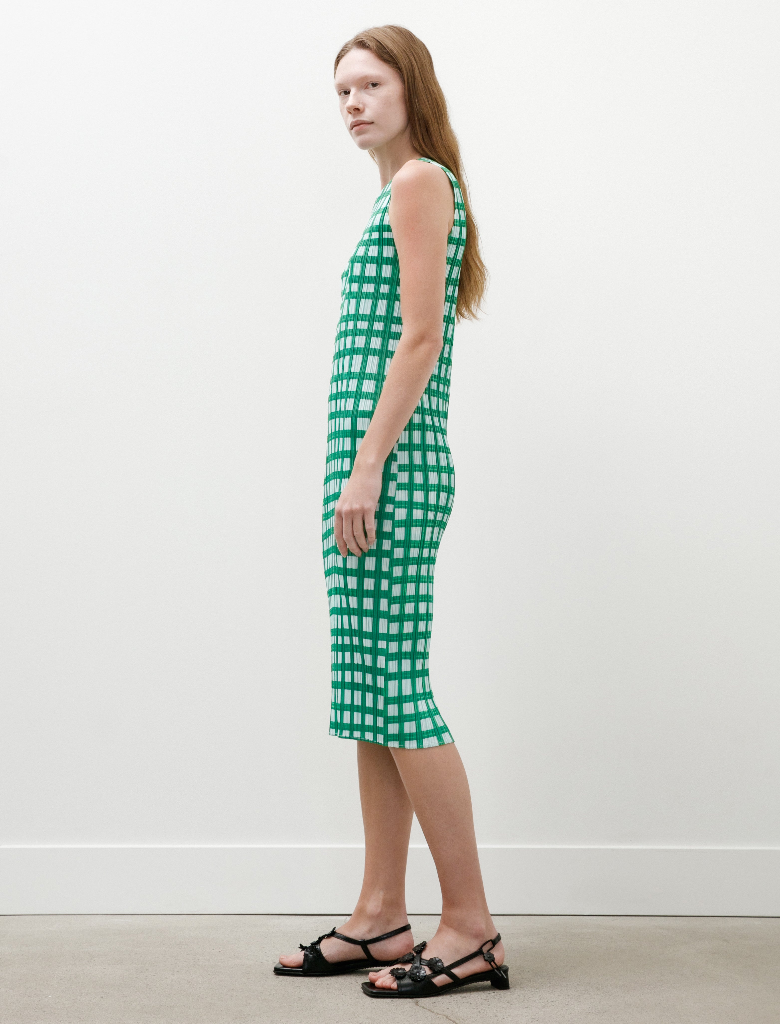 Pleats Please by Issey Miyake Basket Dress Green