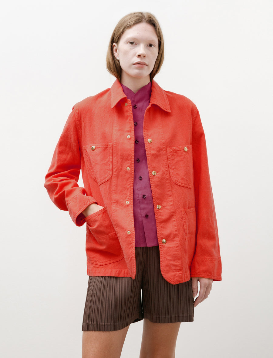 Wool Cotton Linen Ox Work Jacket Red Orange - Image 1