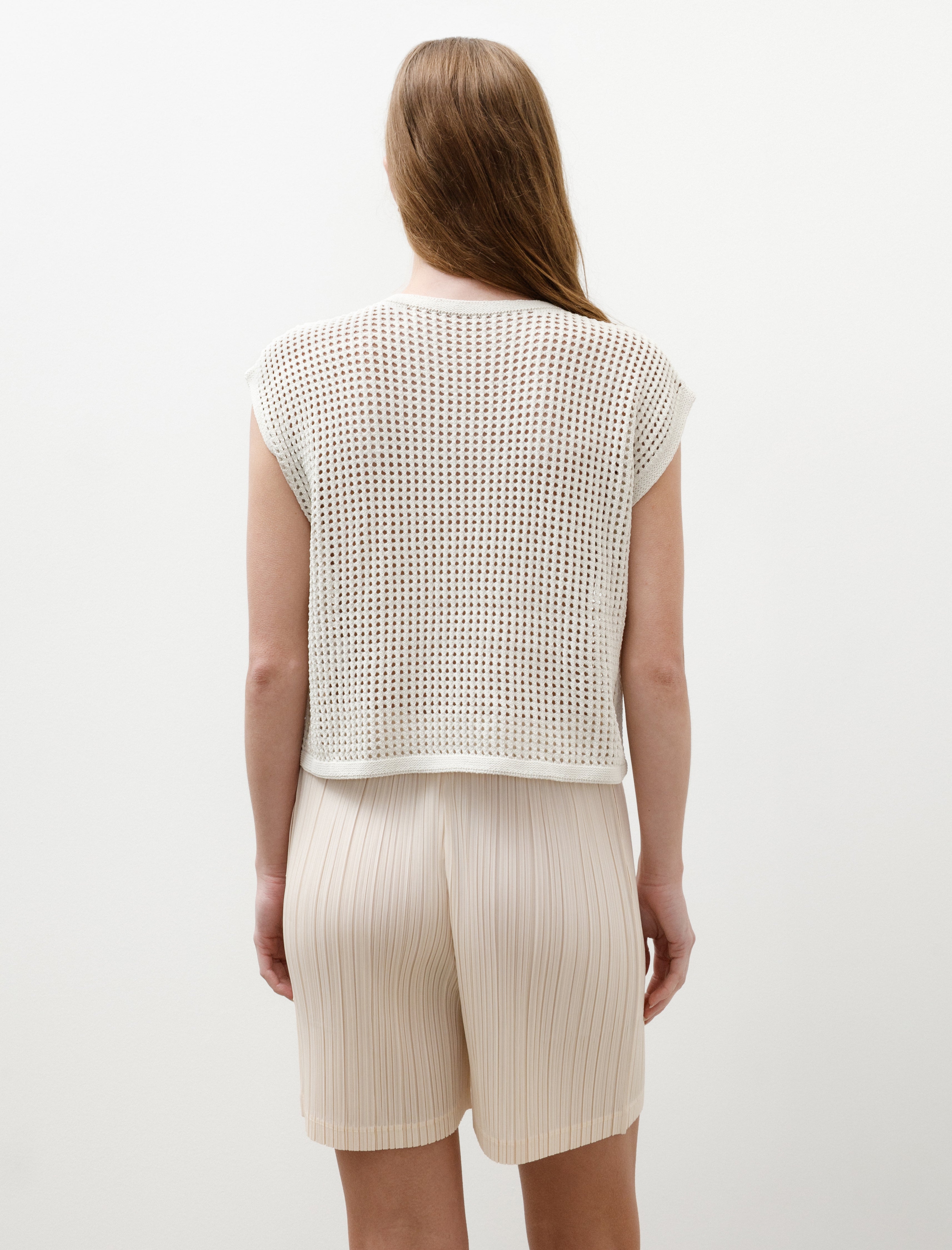Pleats Please by Issey Miyake Fishnet Knit Ivory
